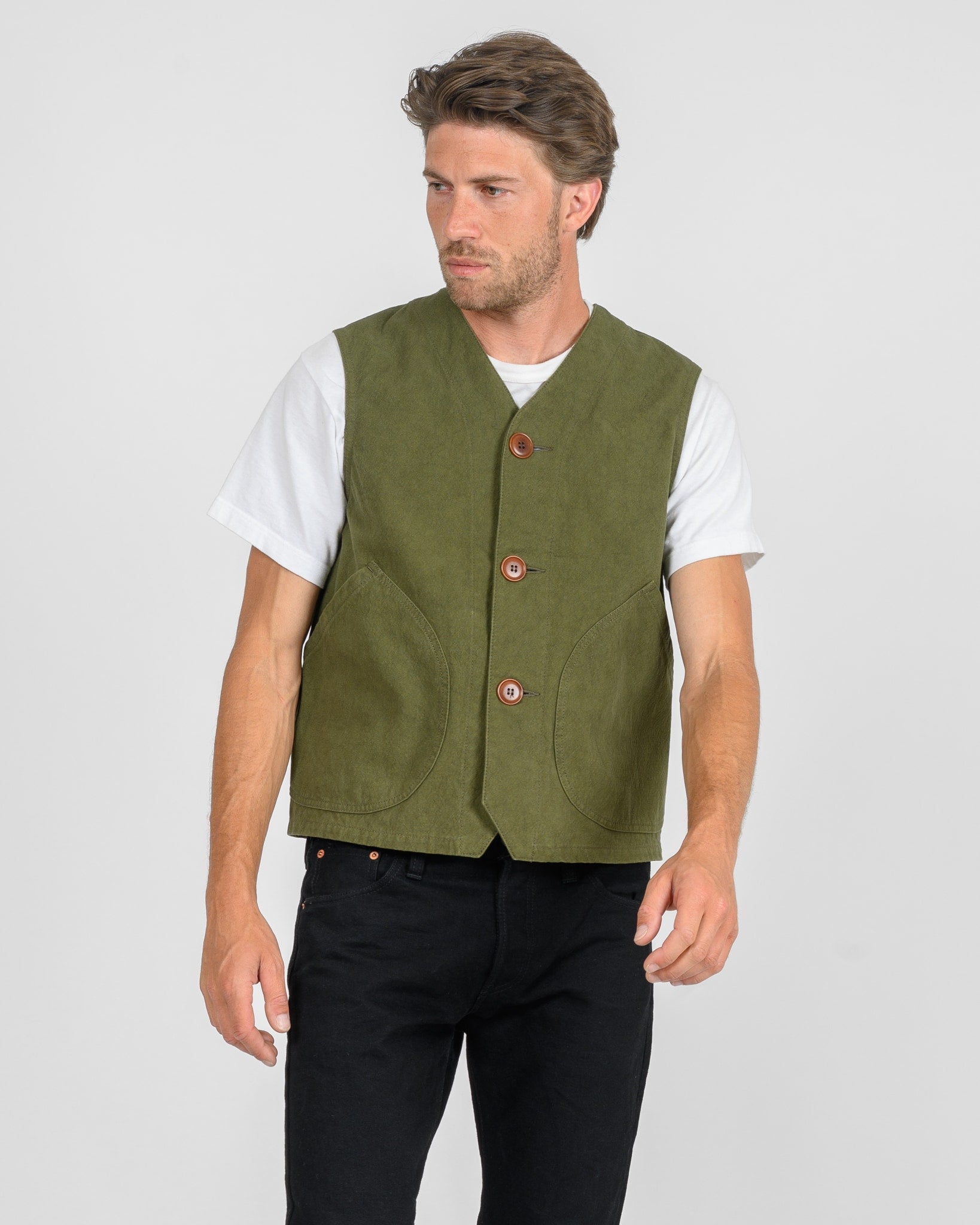IHV-52-OLV 12oz DUCK CANVAS HUNTING VEST - OLIVE