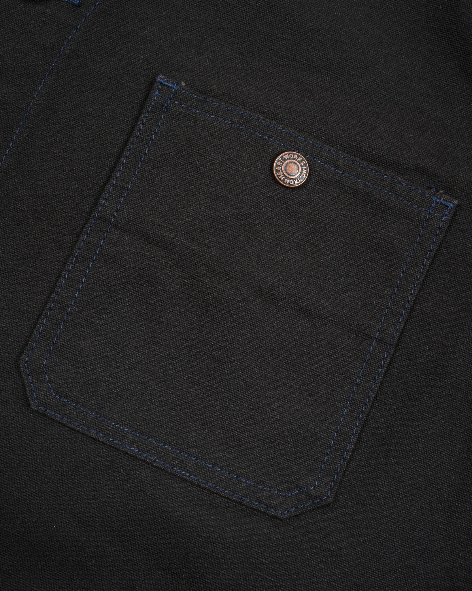 IHJ-159-BLK 13.5oz DUCK COLLARLESS CHORE JACKET - BLACK