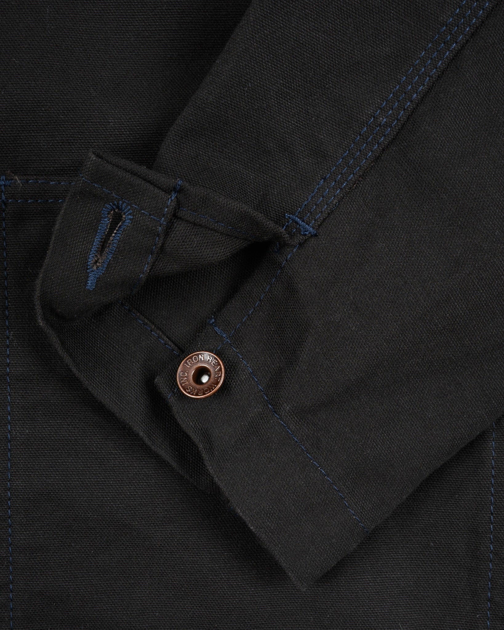 IHJ-159-BLK 13.5oz DUCK COLLARLESS CHORE JACKET - BLACK