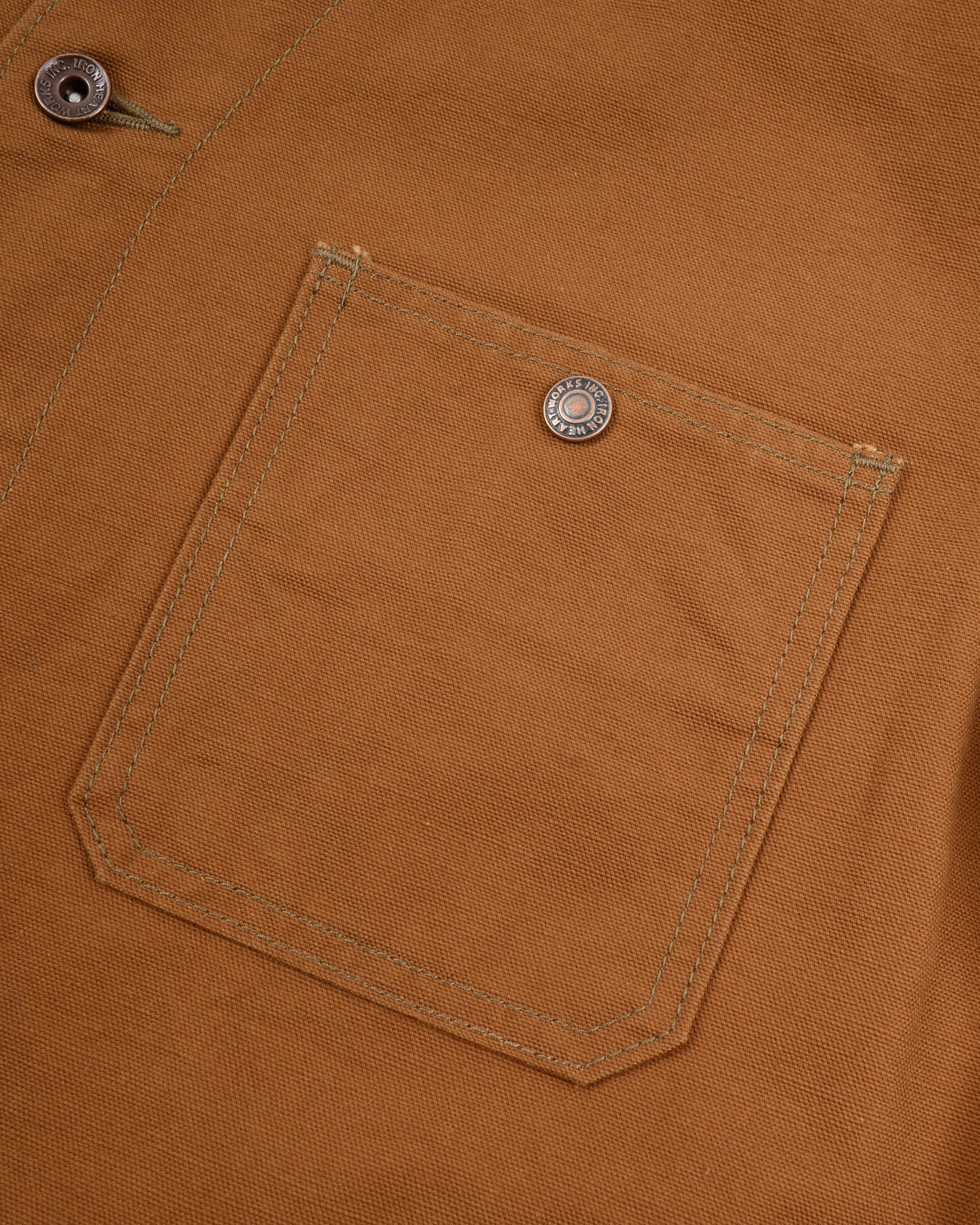 IHJ-159-BRN 13.5oz DUCK COLLARLESS CHORE JACKET - BROWN
