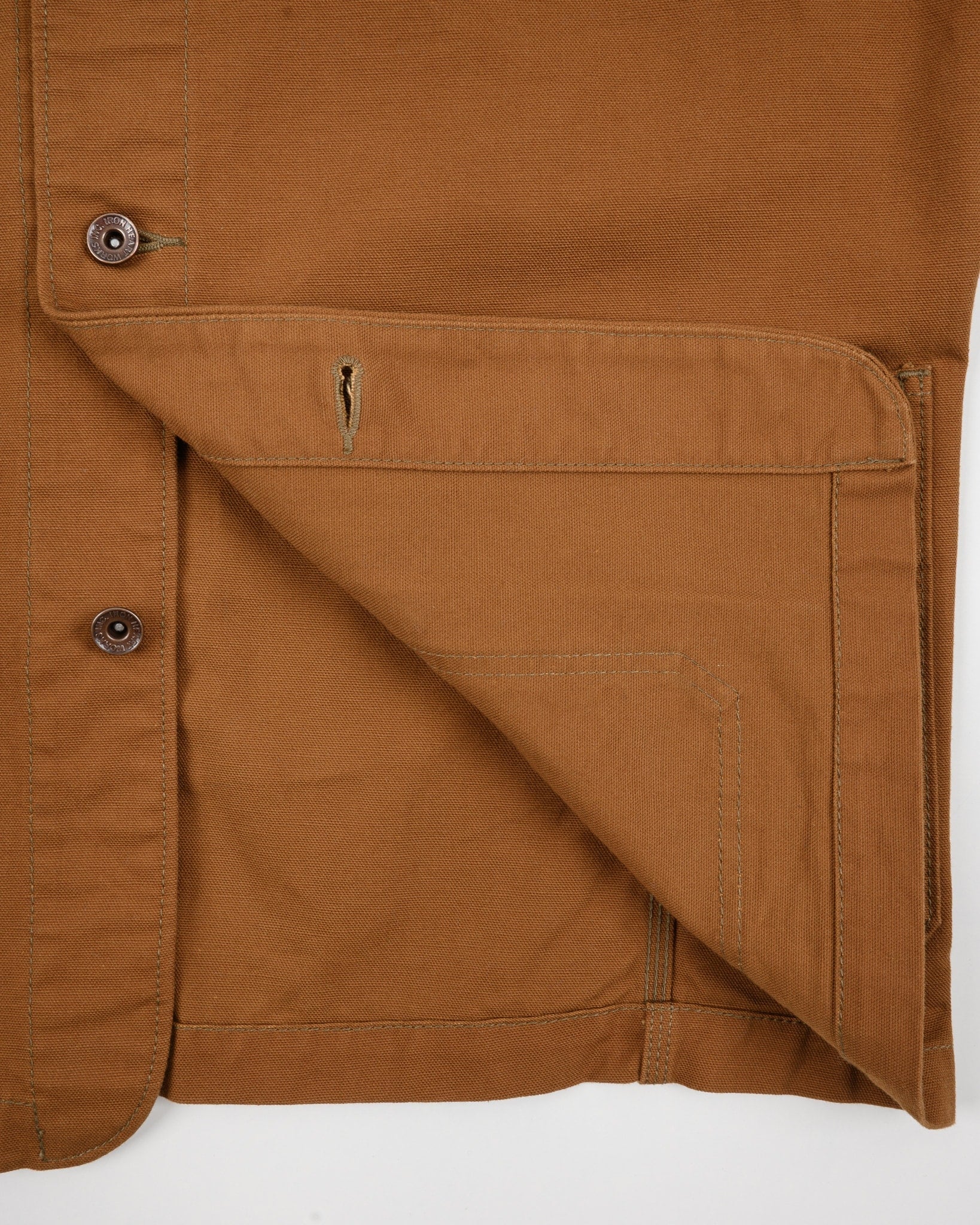 IHJ-159-BRN 13.5oz DUCK COLLARLESS CHORE JACKET - BROWN