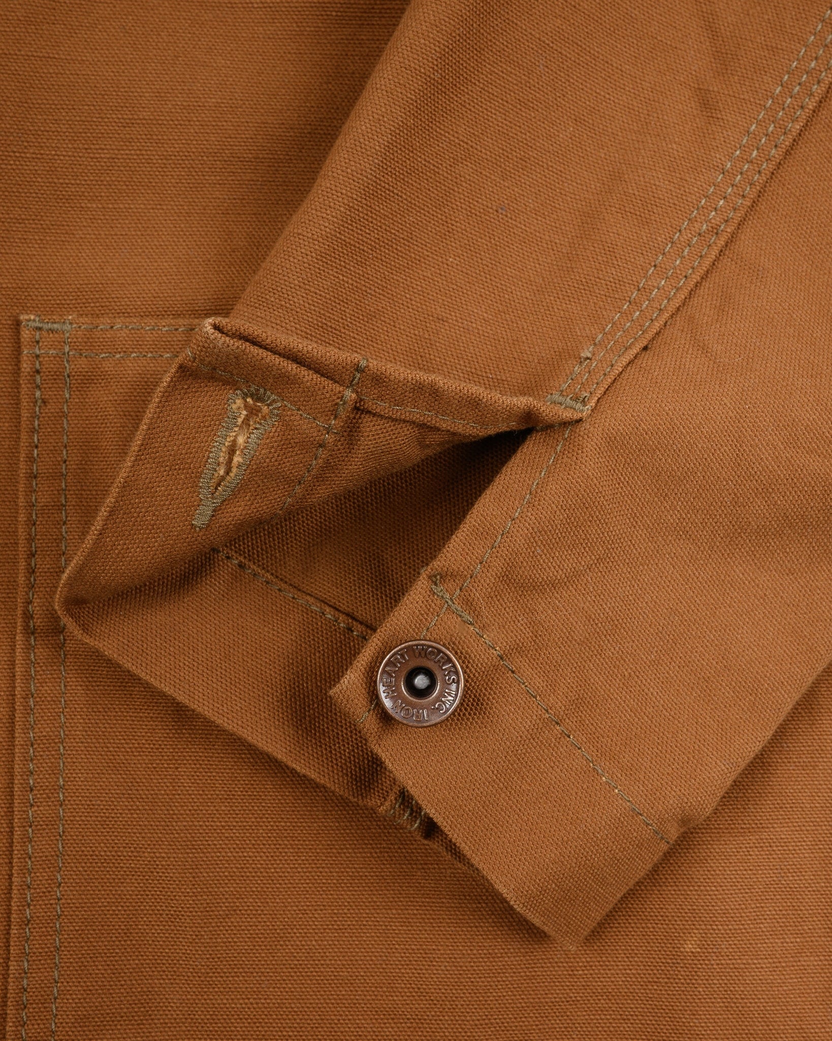 IHJ-159-BRN 13.5oz DUCK COLLARLESS CHORE JACKET - BROWN