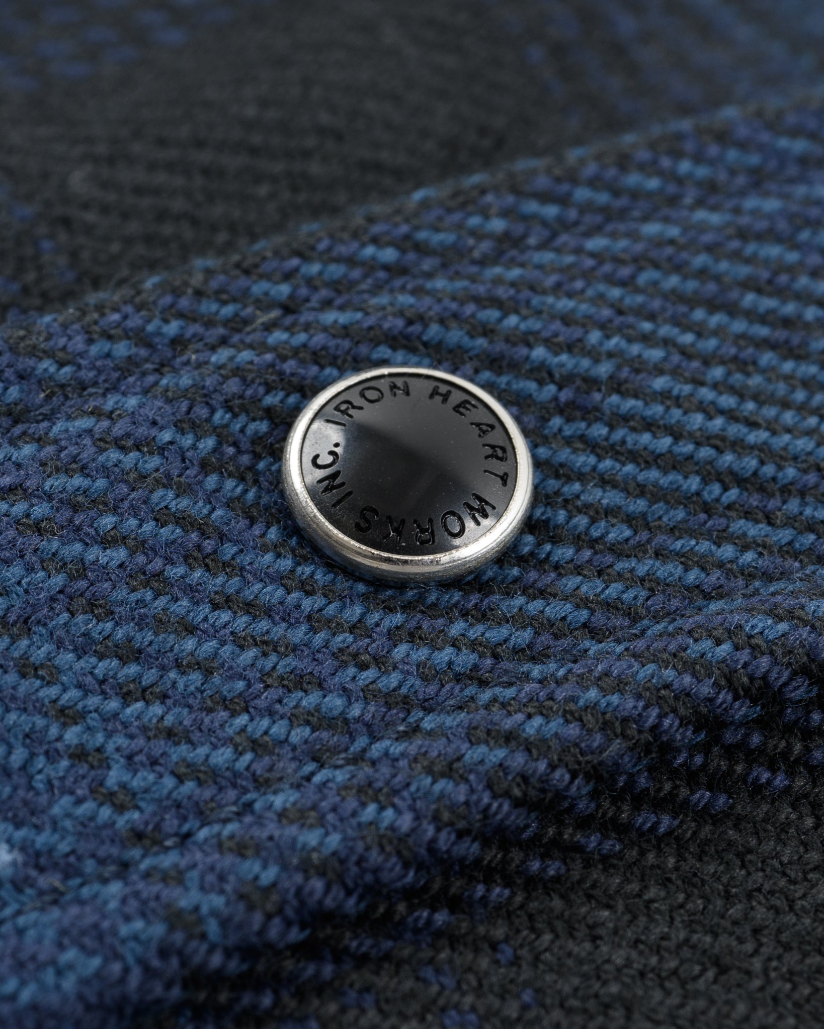 IHSH-264-NAV Ultra Heavy Flannel Ombré Check Western Shirt - NAVY/BLACK