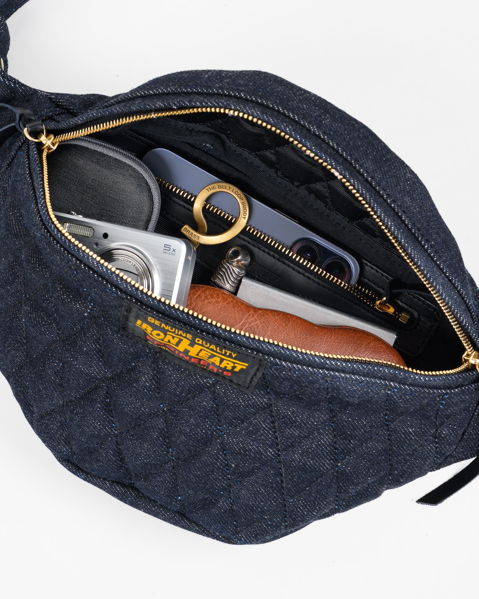 IHE-51-IND 25oz Selvedge Denim Waist Bag - INDIGO