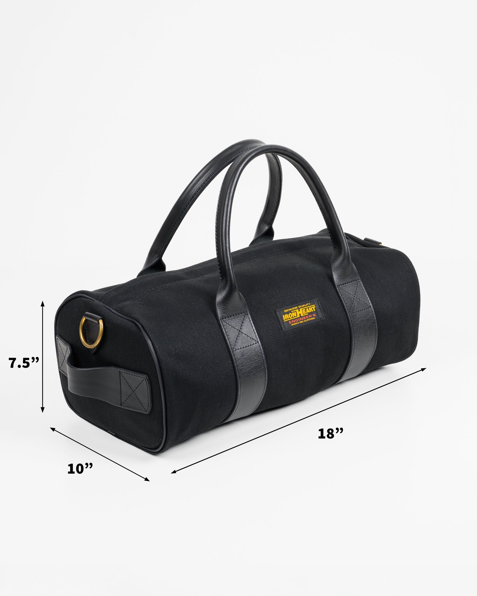 IHE-24-BLK 21oz Denim and Buttero Leather Holdall - BLACK