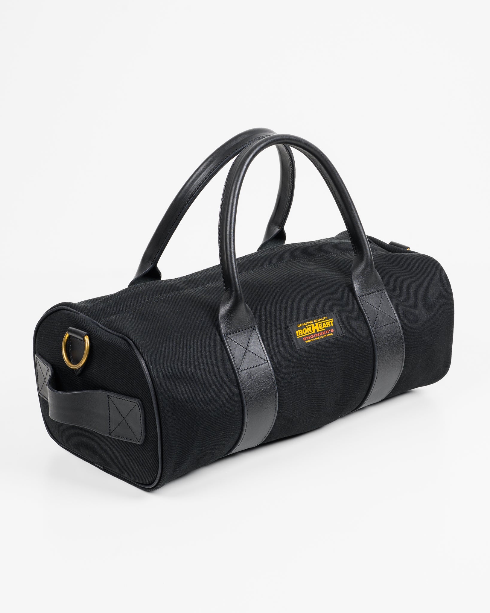 IHE-24-BLK 21oz Denim and Buttero Leather Holdall - BLACK