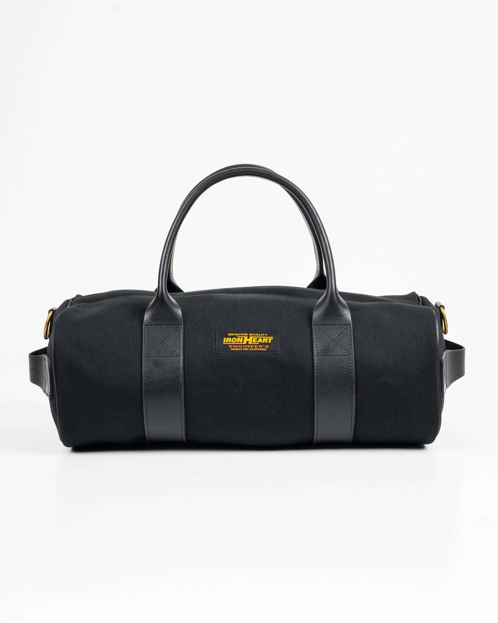 IHE-24-BLK 21oz Denim and Buttero Leather Holdall - BLACK