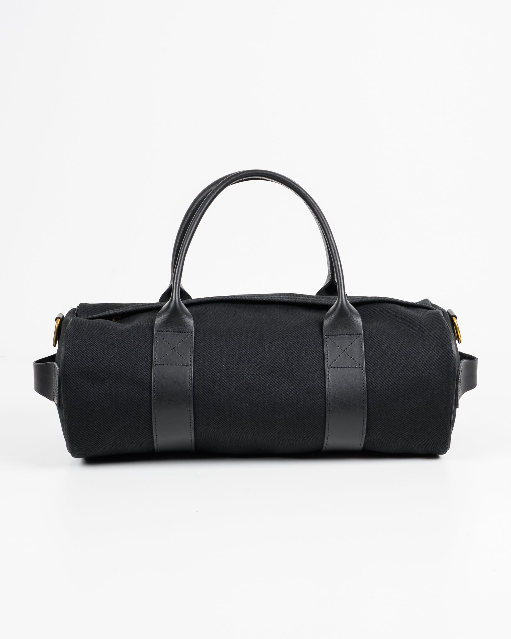 IHE-24-BLK 21oz Denim and Buttero Leather Holdall - BLACK