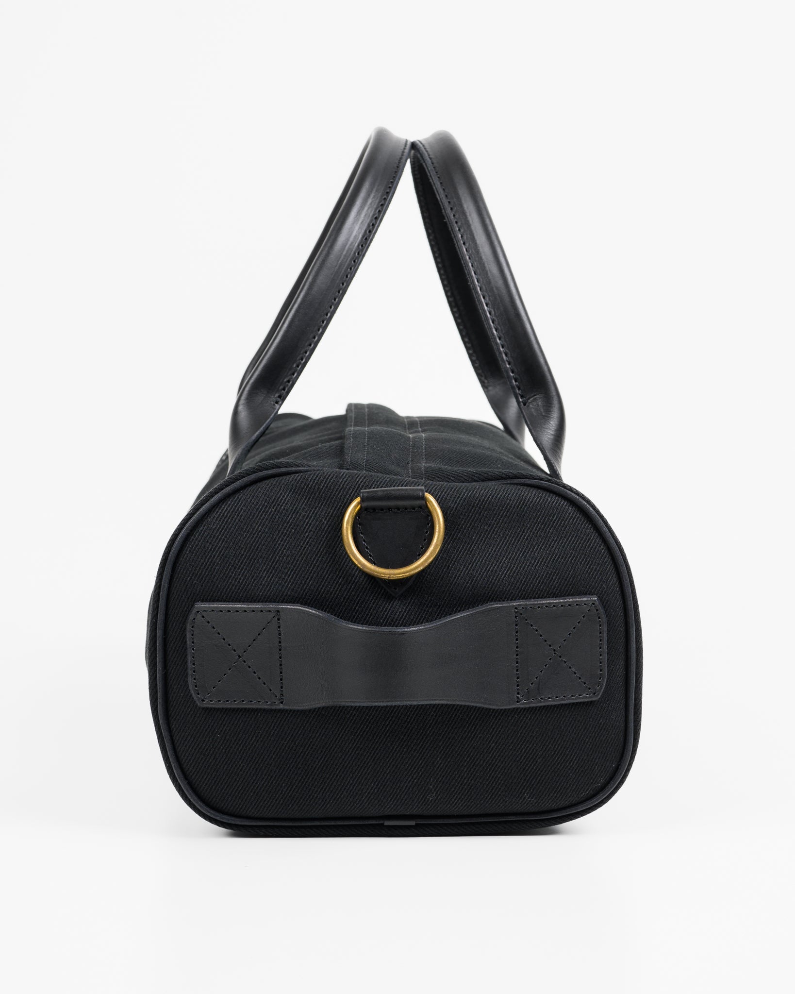 IHE-24-BLK 21oz Denim and Buttero Leather Holdall - BLACK