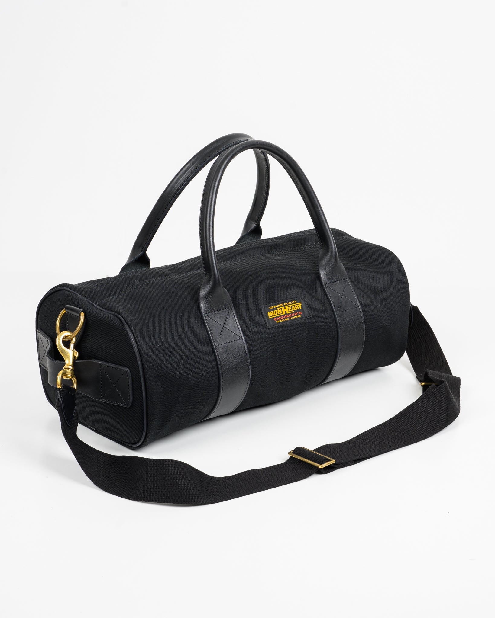 IHE-24-BLK 21oz Denim and Buttero Leather Holdall - BLACK