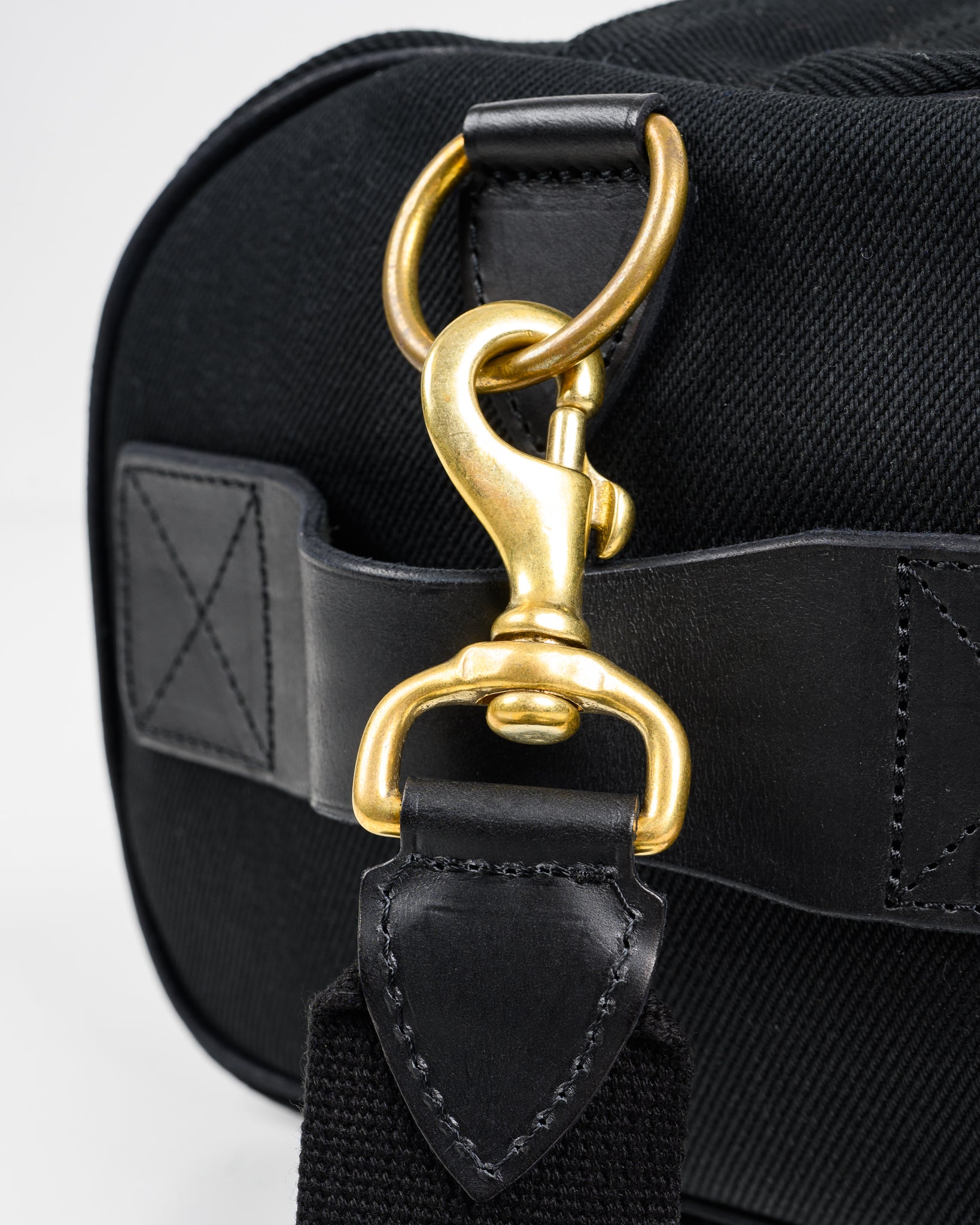 IHE-24-BLK 21oz Denim and Buttero Leather Holdall - BLACK
