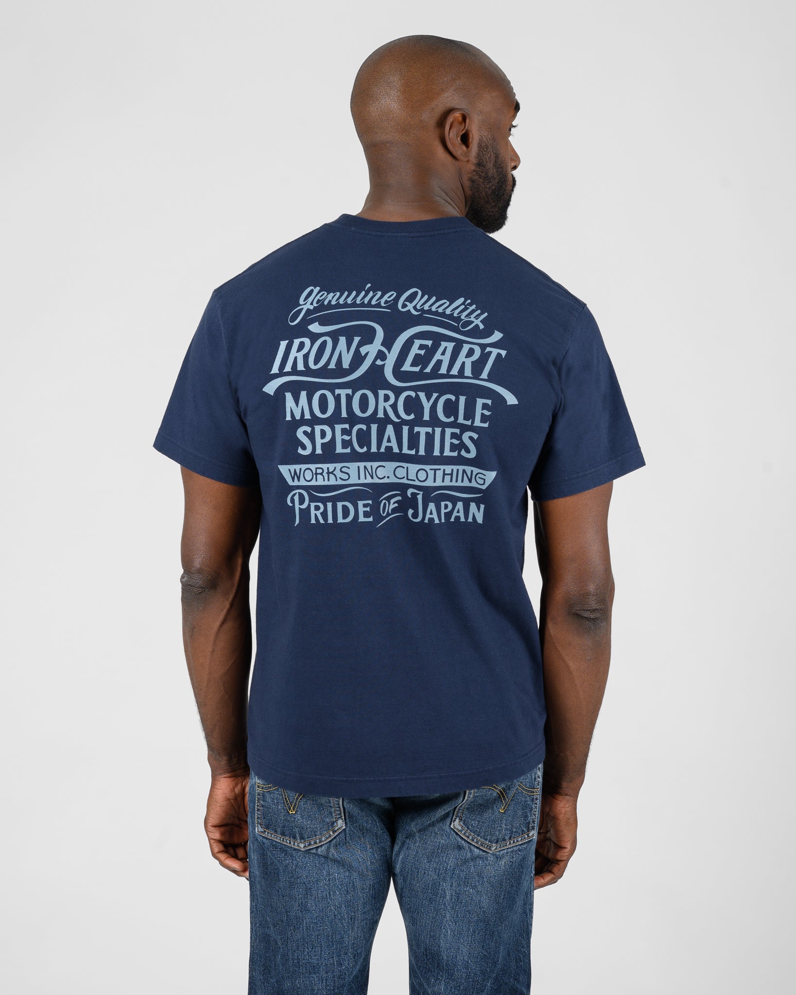 IHT-2505-NAV 7.5oz Printed Loopwheel Crew Neck T-Shirt - NAVY