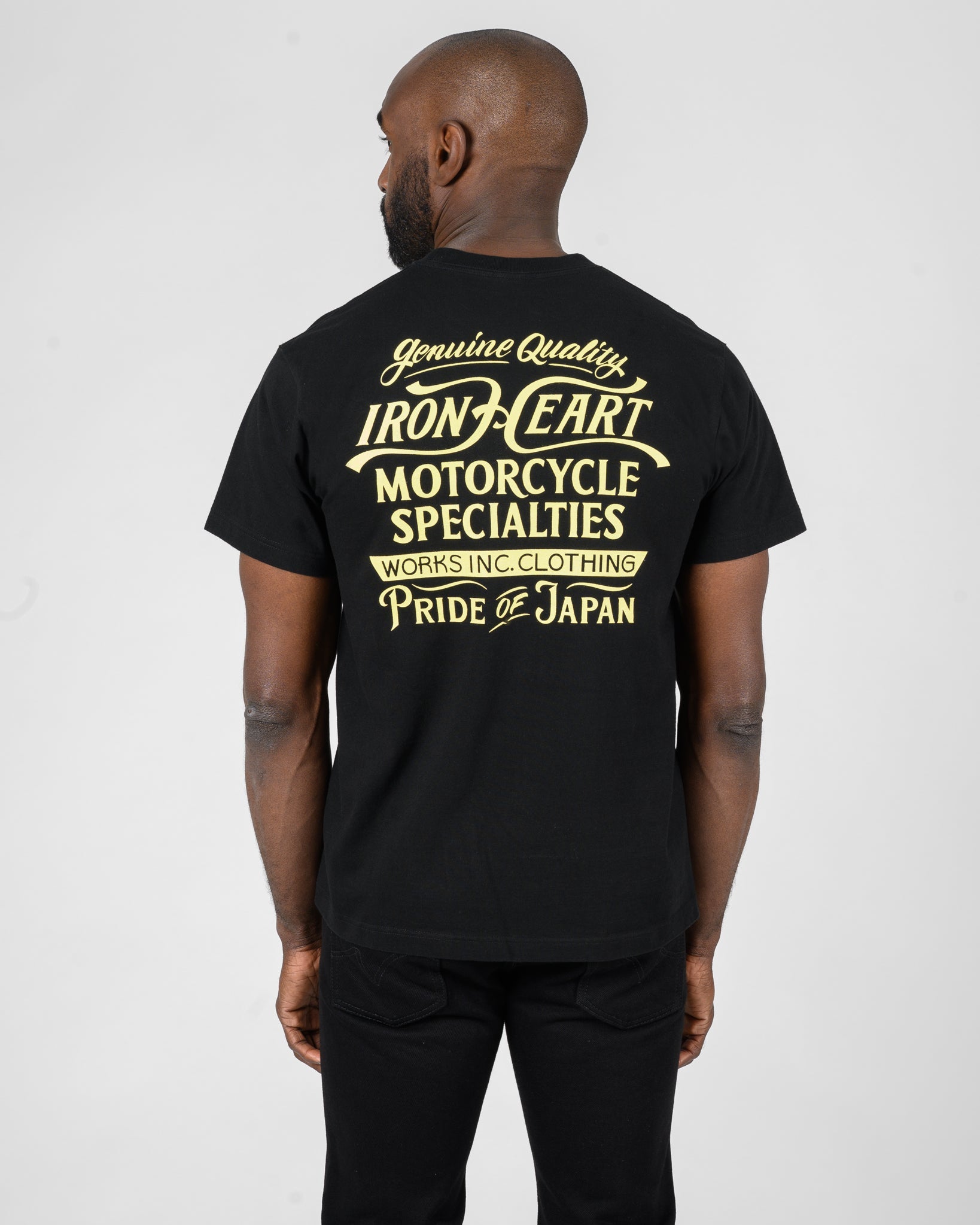 IHT-2505-BLK 7.5oz Printed Loopwheel Crew Neck T-Shirt - BLACK