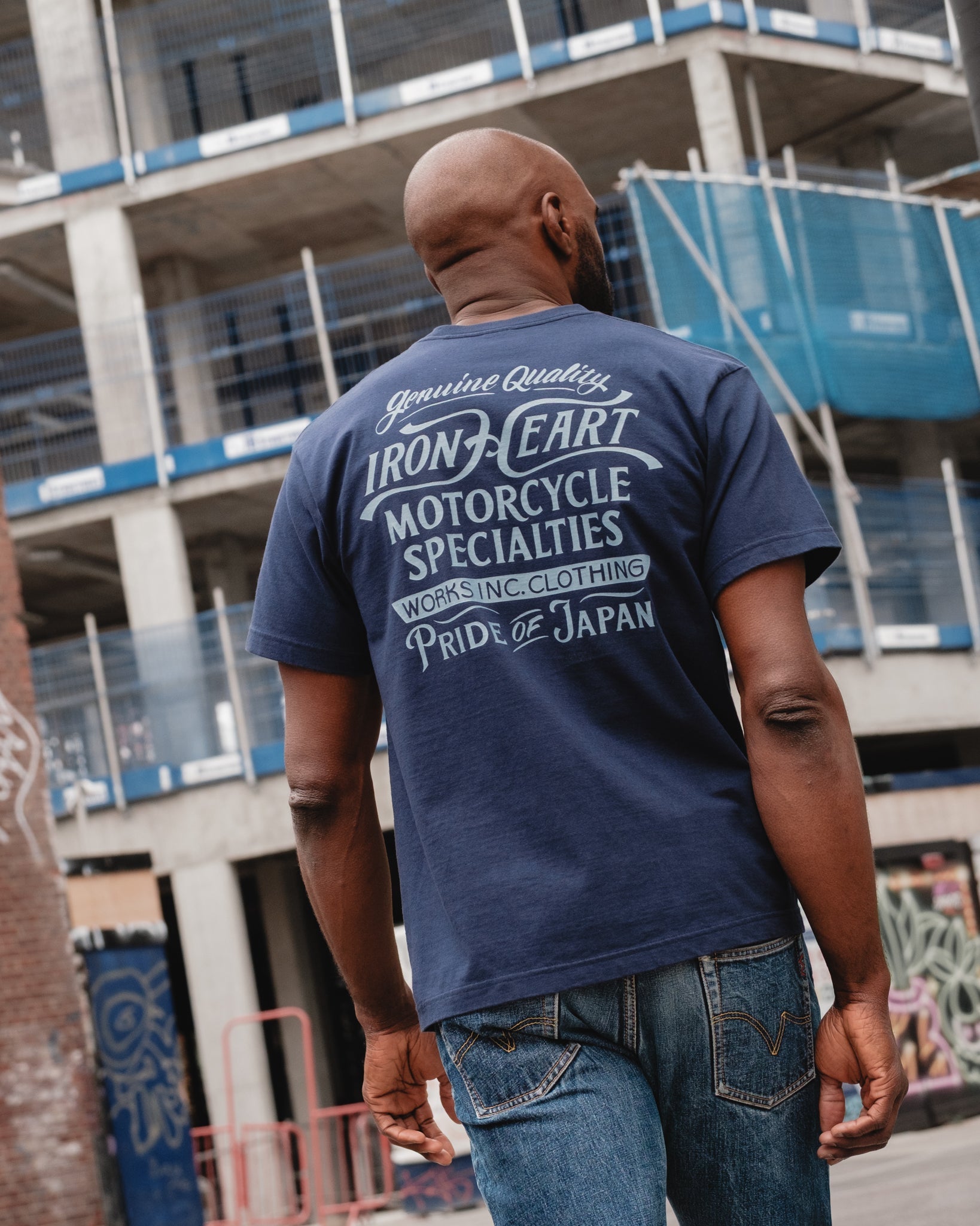 IHT-2505-NAV 7.5oz Printed Loopwheel Crew Neck T-Shirt - NAVY