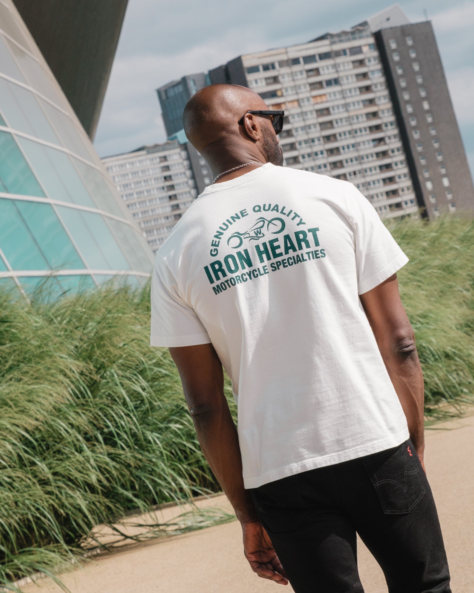 IHT-2504-WHT 7.5oz Printed Loopwheel Crew Neck T-Shirt - WHITE