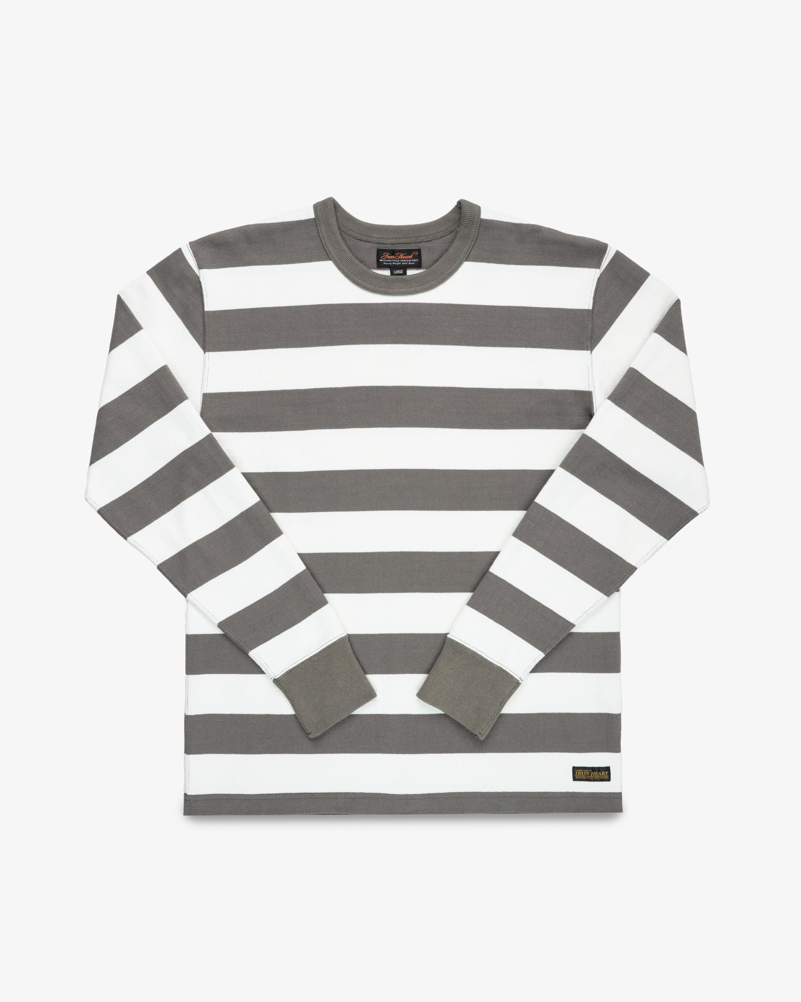 IHTB-01-GRY-WHT 11OZ COTTON KNIT LONG-SLEEVED SWEATER - GREY/WHITE