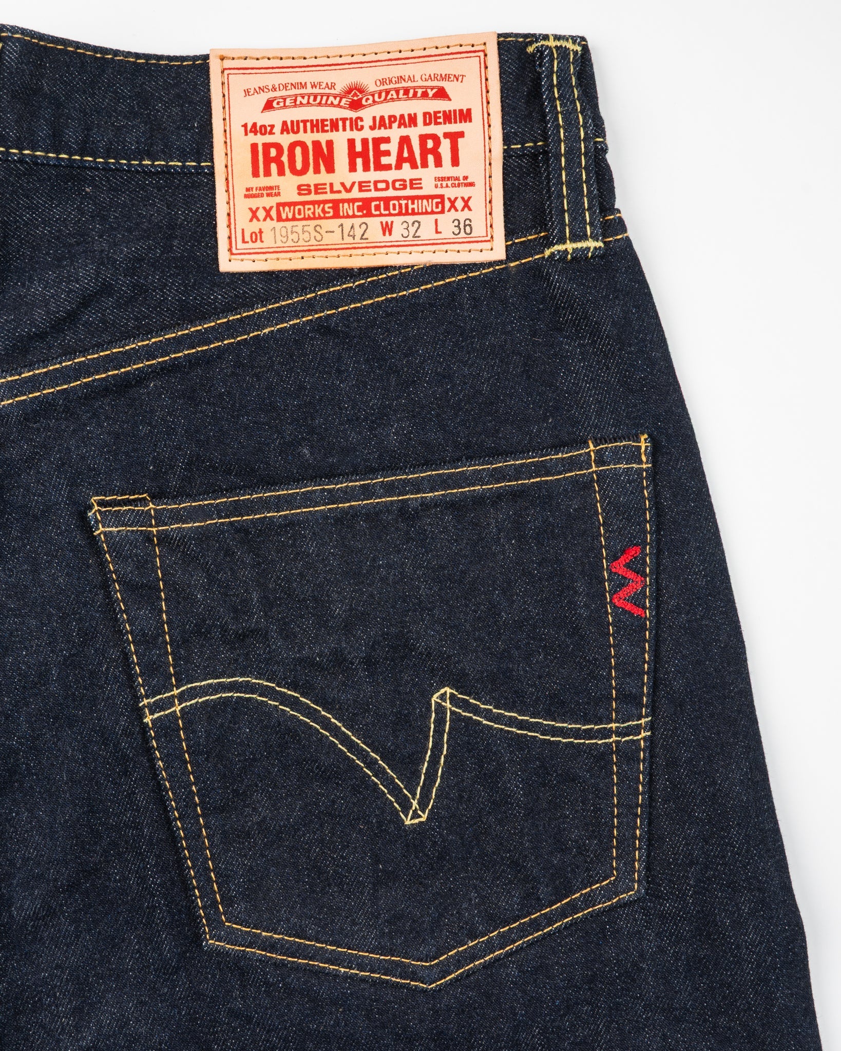 IH-1955S-142 14OZ SELVEDGE DENIM "1955" VINTAGE TAPERED CUT JEANS - INDIGO