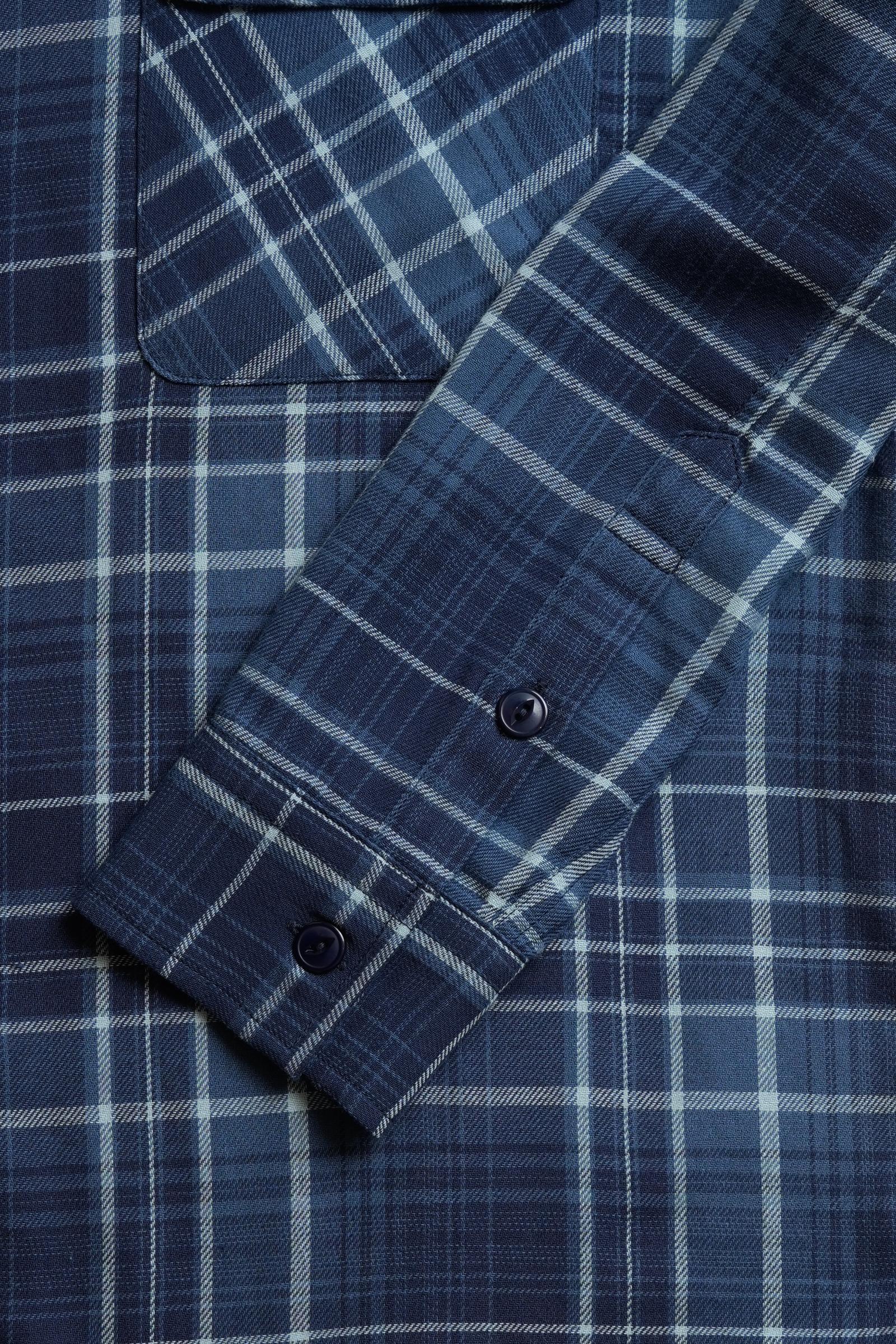 Open Collar Shirt - Blue Check