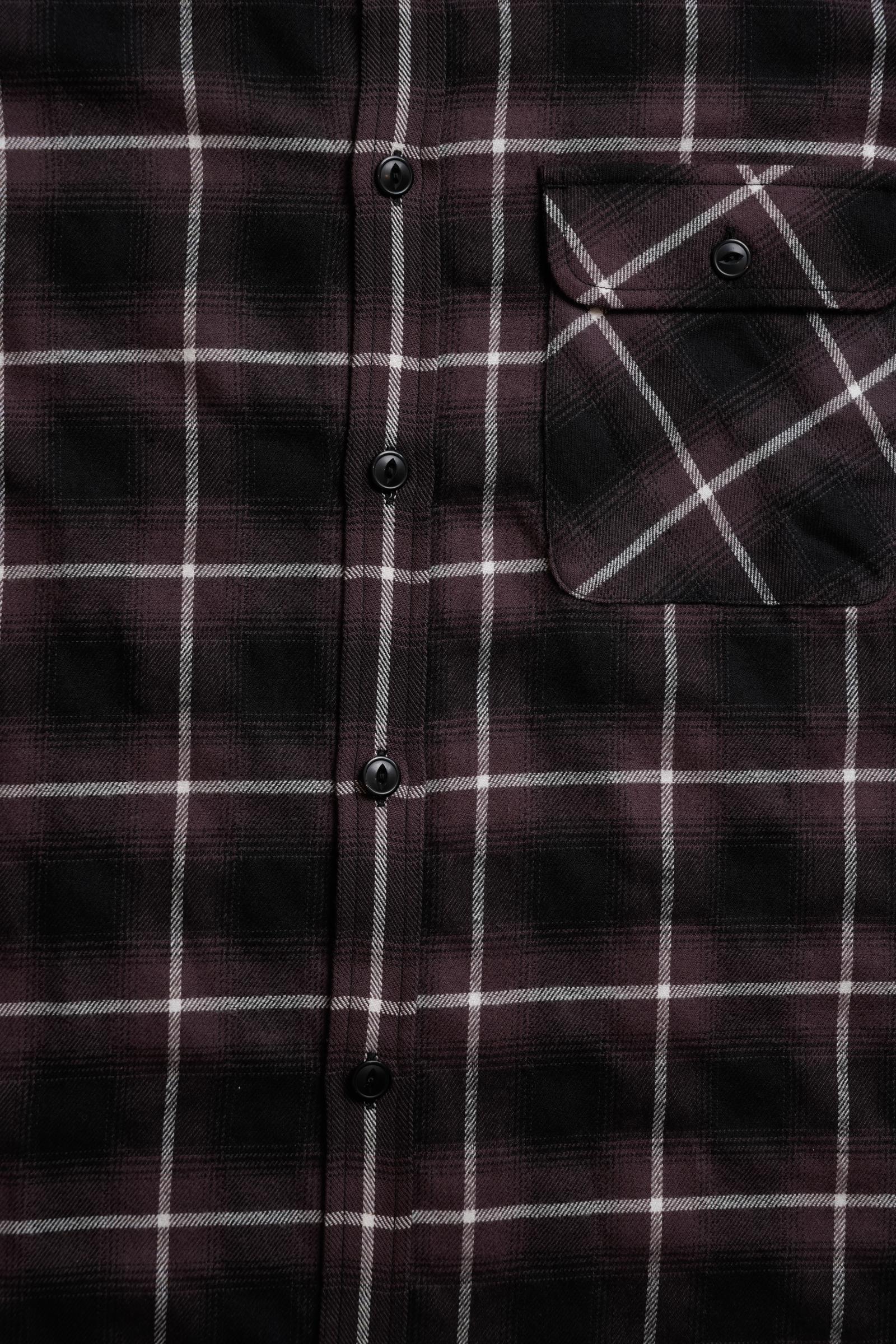 Open Collar Shirt - Brown Plaid