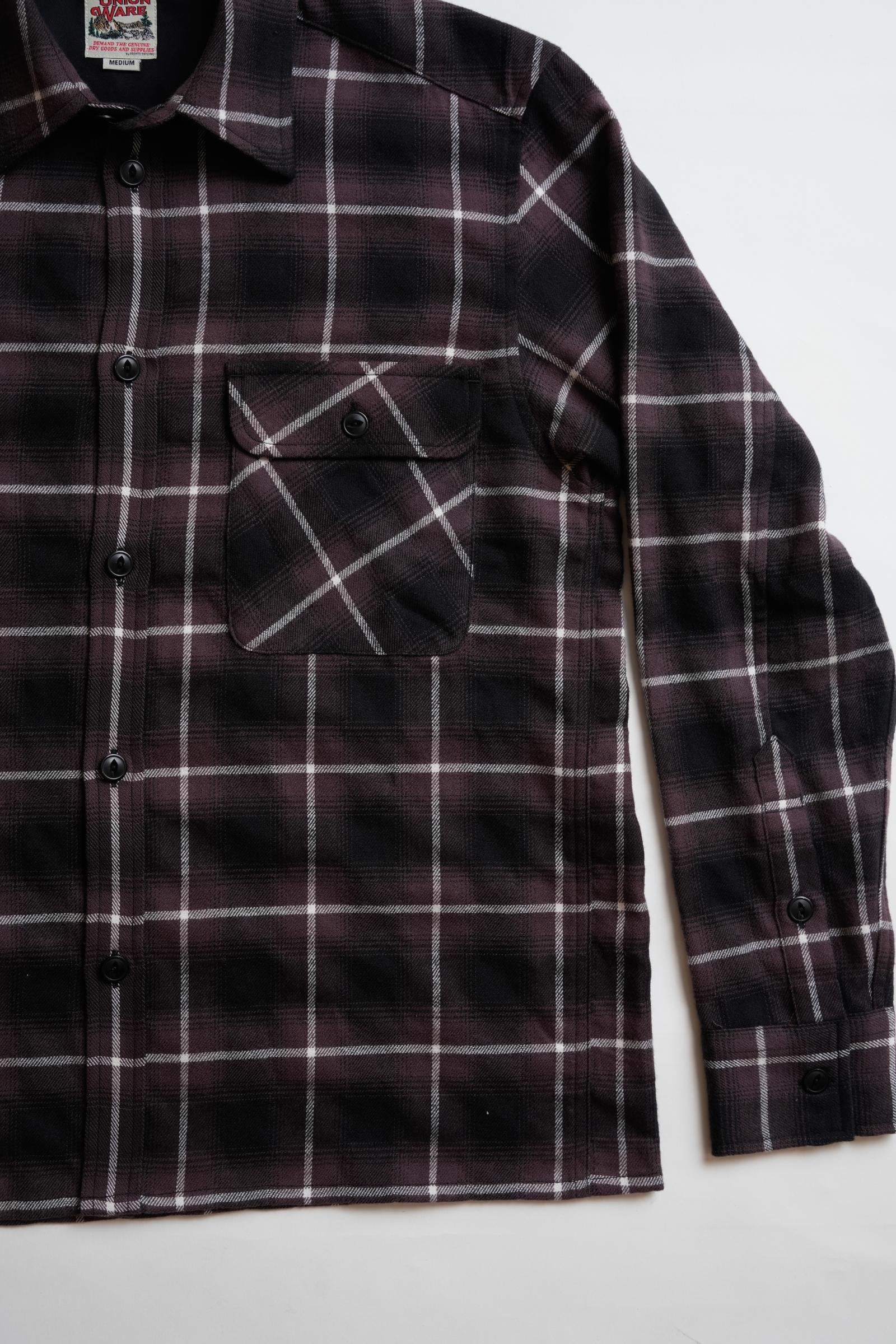 Open Collar Shirt - Brown Plaid