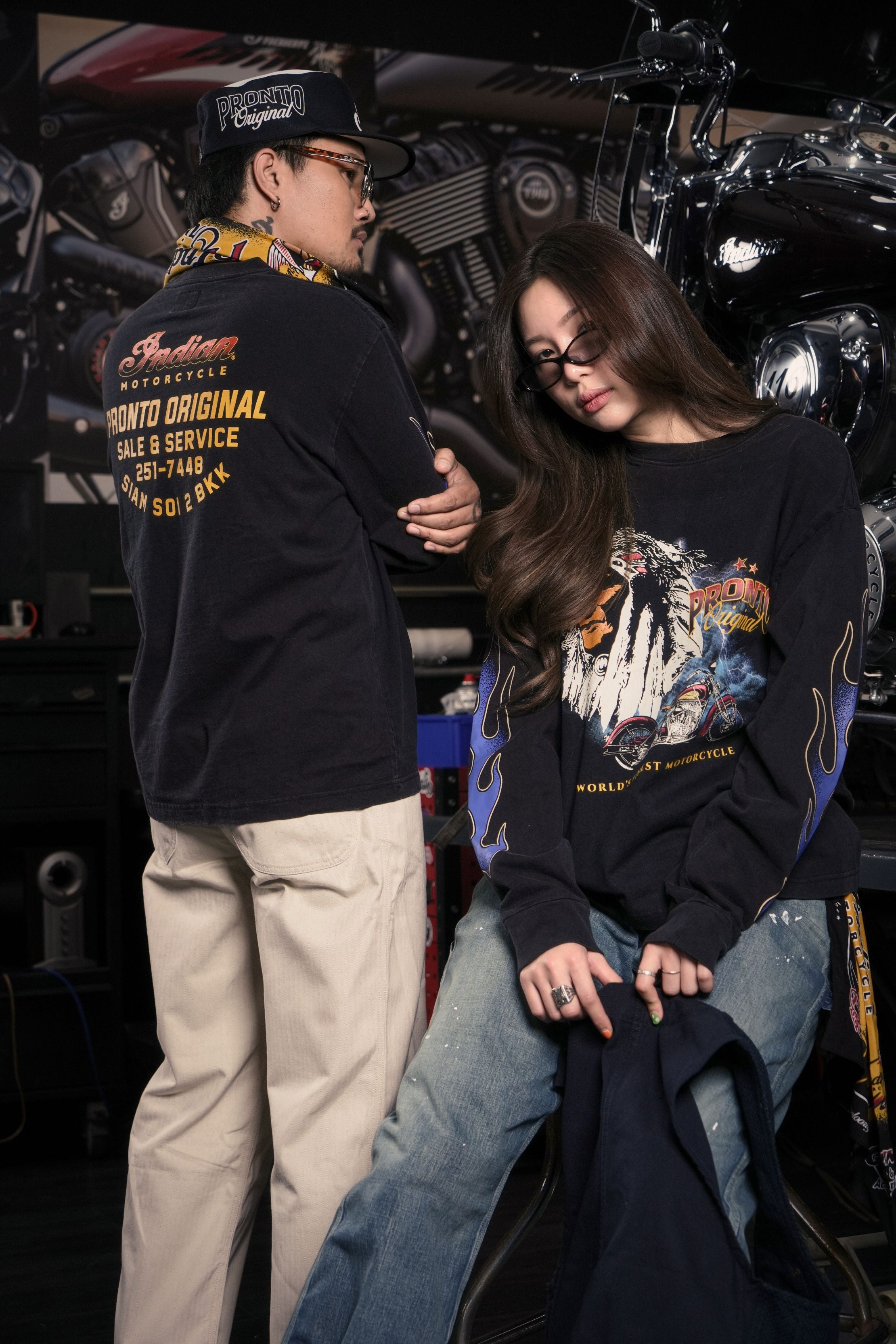 ORIGINAL INDIAN L/S TEE - WASHED BLACK