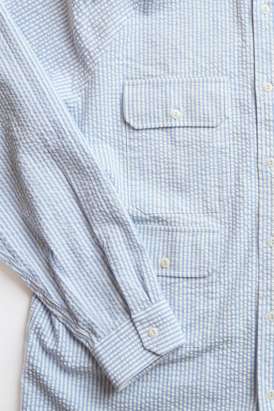 Raglan shirt R.R.WORKWEAR x E.G. Seersucker - Washed Off white/Sky