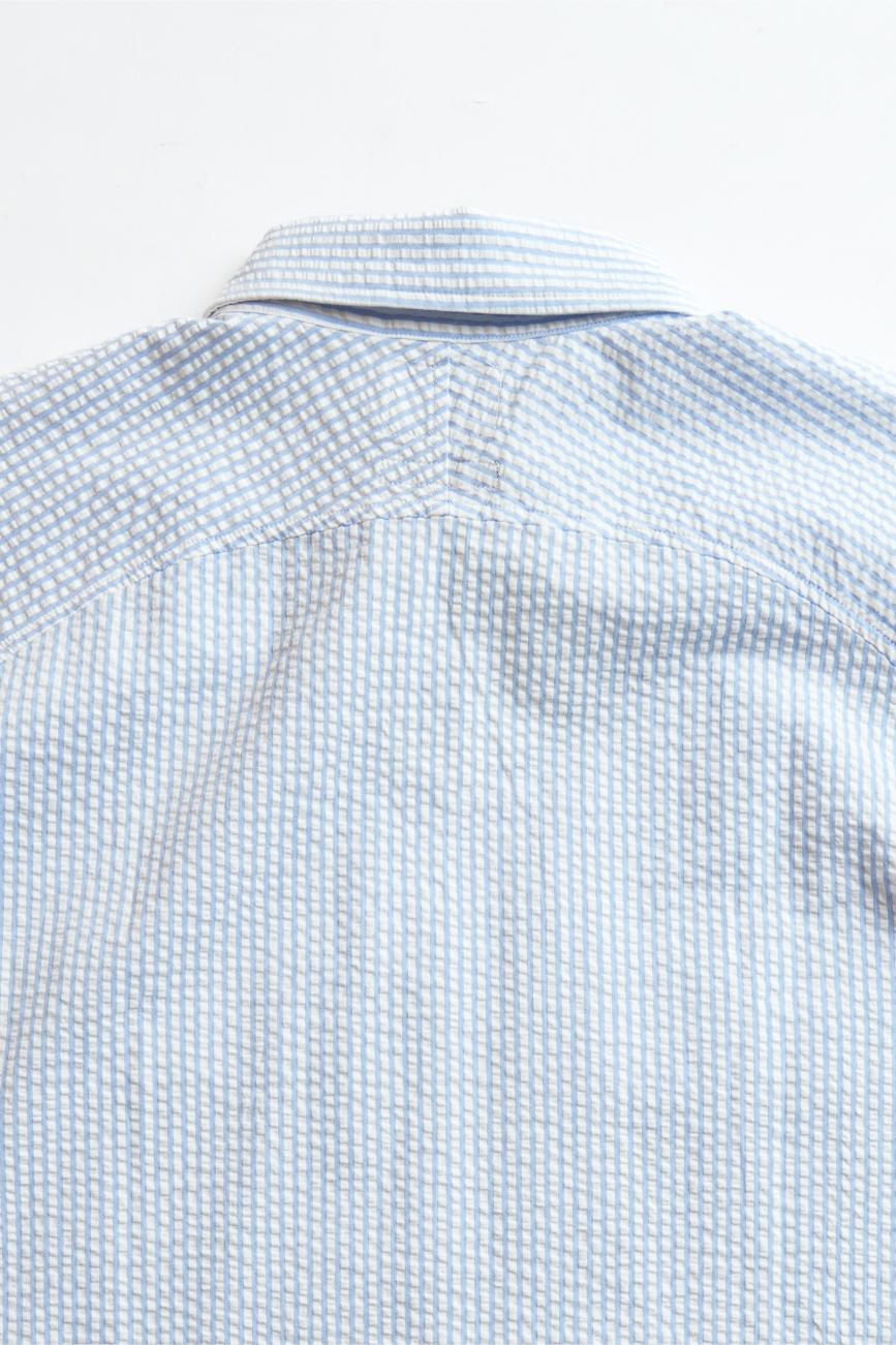 Raglan shirt R.R.WORKWEAR x E.G. Seersucker - Washed Off white/Sky