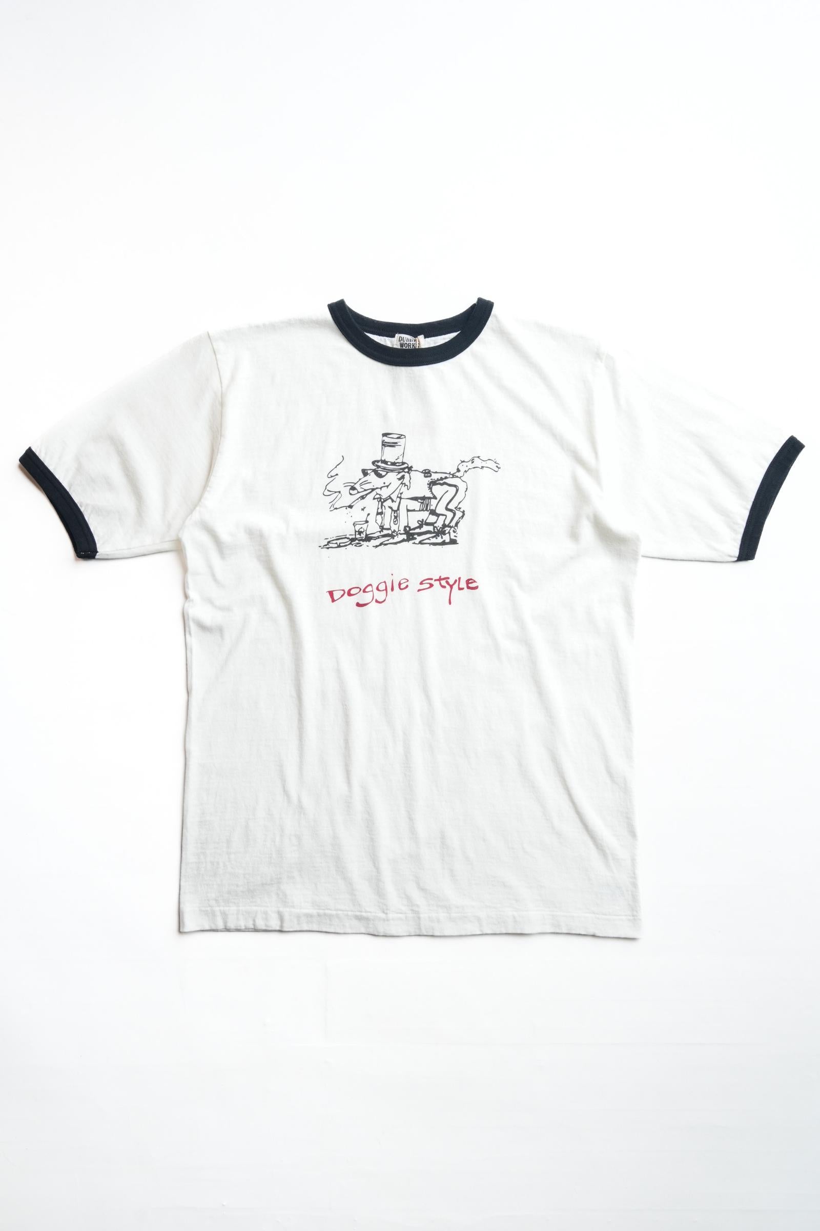 34006-02 RINGER TEE "DOGGIE STYLE" - OFF WHITE X BLACK