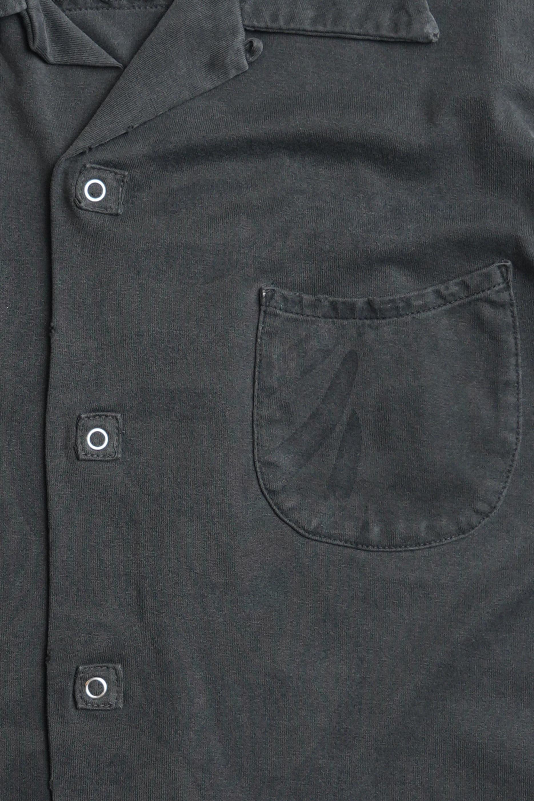 COTTON JURSEY BONE PRINT OPEN SHIRT - BLACK