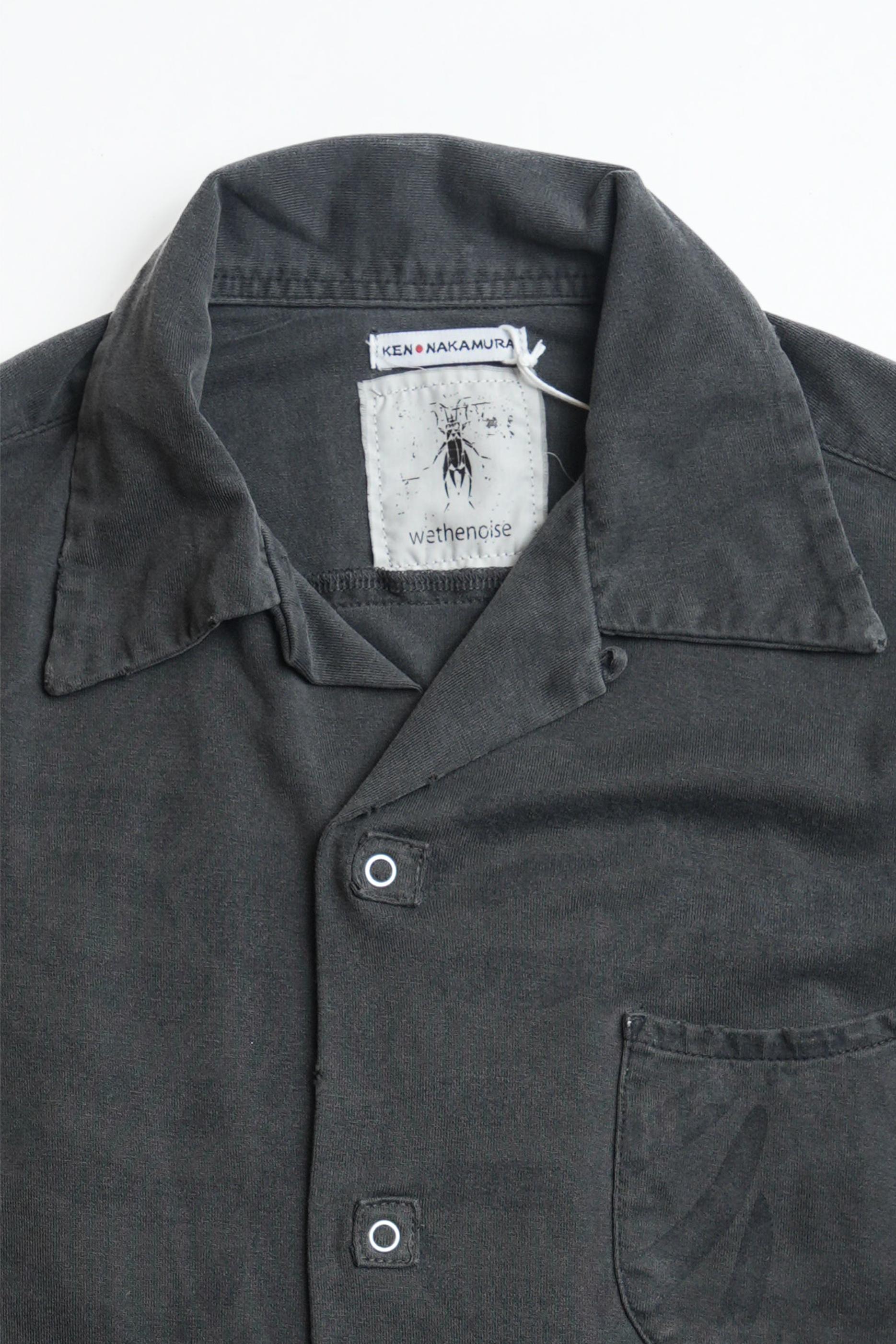 COTTON JURSEY BONE PRINT OPEN SHIRT - BLACK