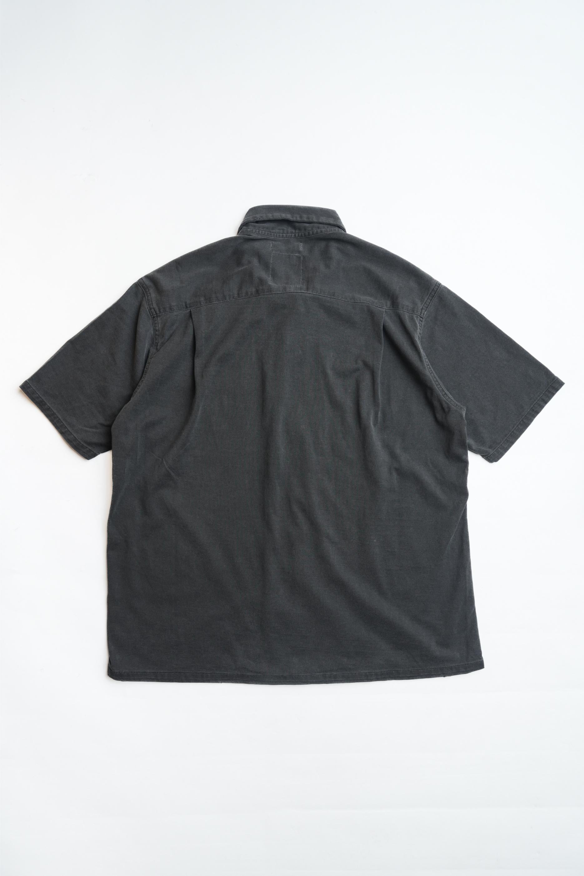 COTTON JURSEY BONE PRINT OPEN SHIRT - BLACK