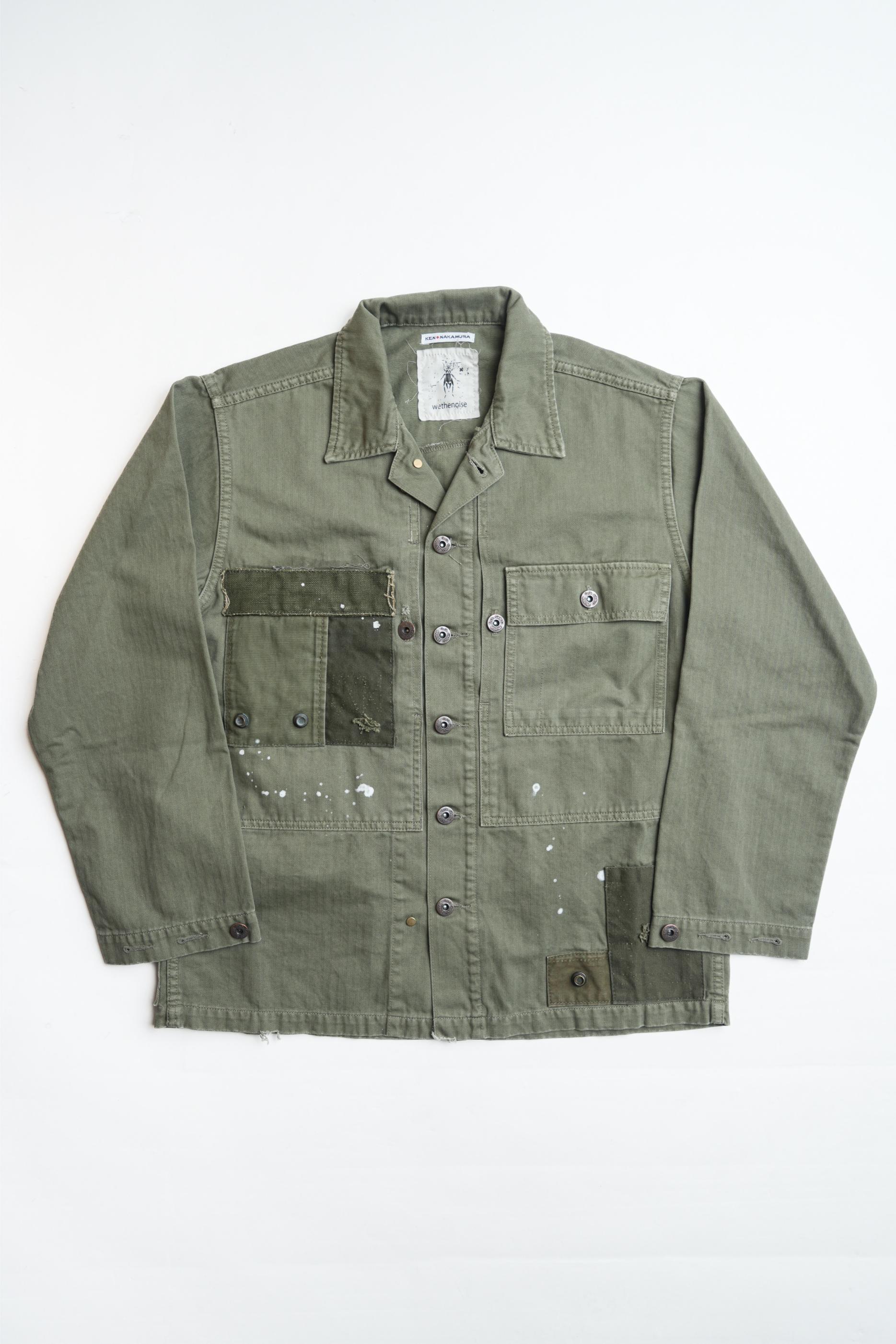 COTTON HBT P-44 USMC JACKET WITH PATCHWORK - GREEN