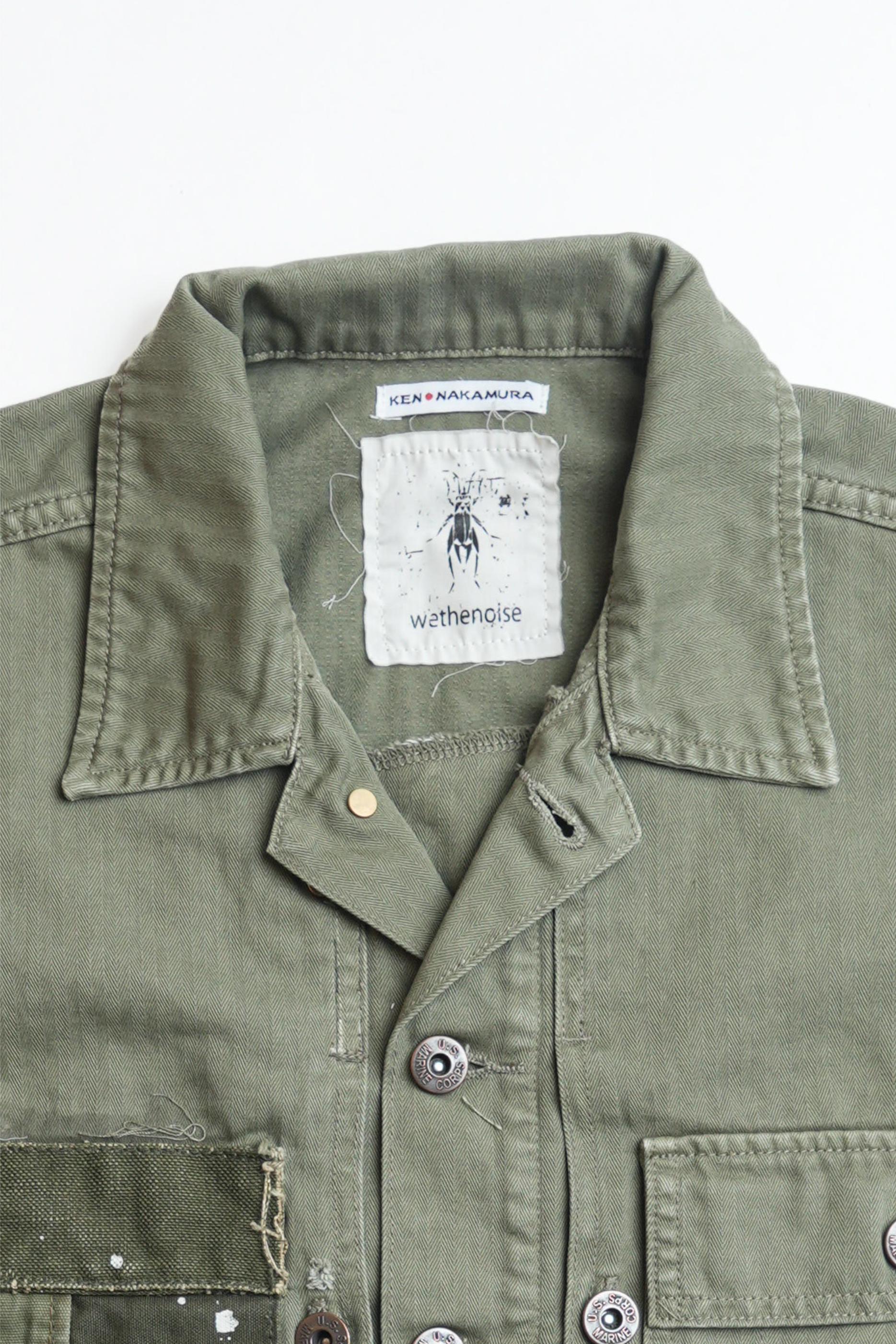 COTTON HBT P-44 USMC JACKET WITH PATCHWORK - GREEN