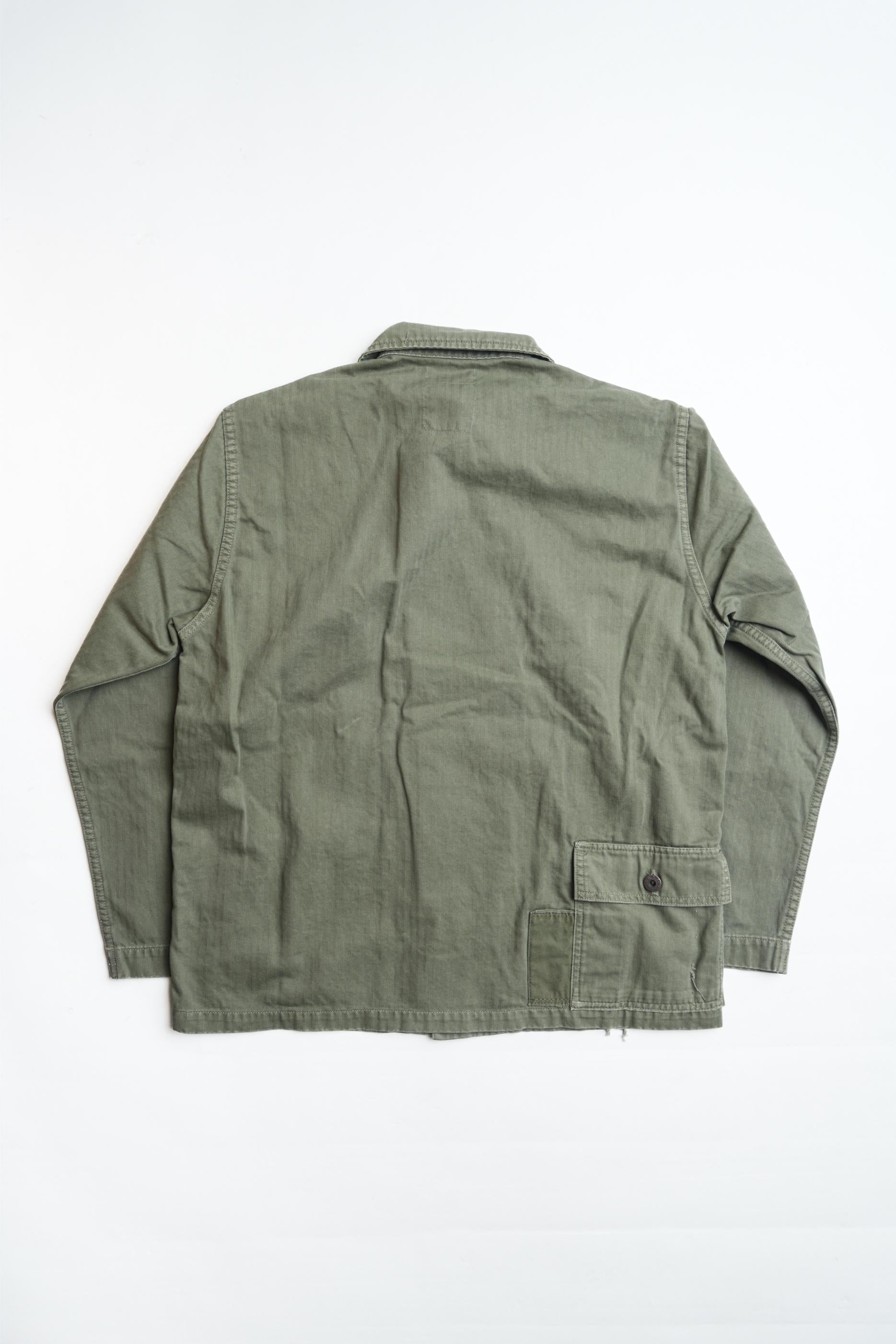 COTTON HBT P-44 USMC JACKET WITH PATCHWORK - GREEN