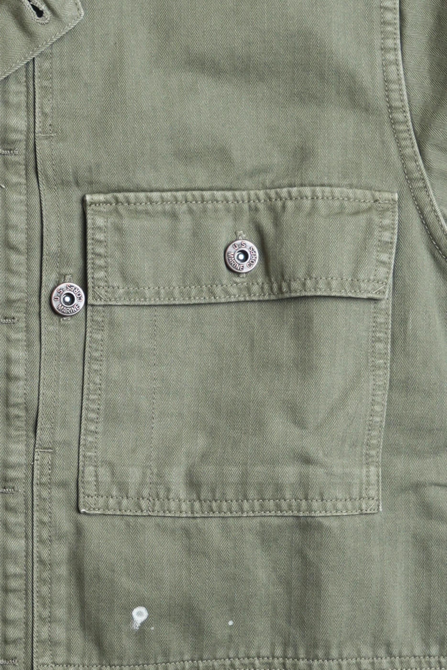 COTTON HBT P-44 USMC JACKET WITH PATCHWORK - GREEN