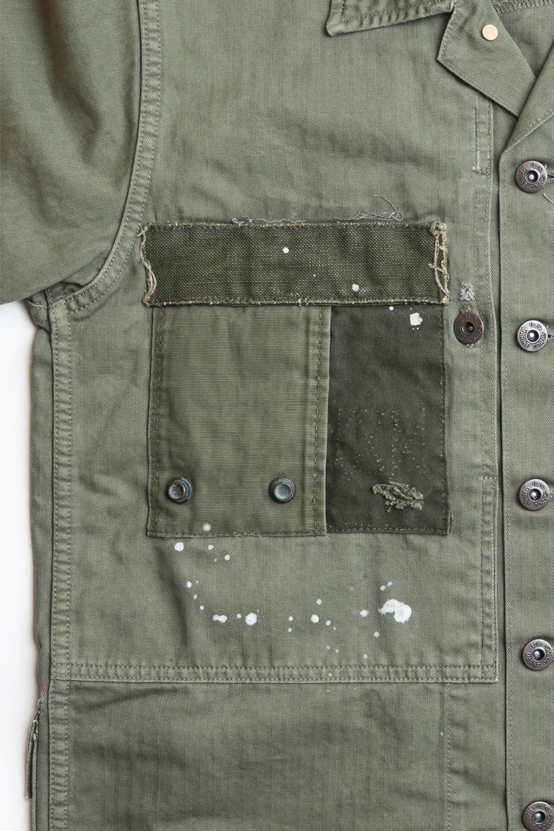 COTTON HBT P-44 USMC JACKET WITH PATCHWORK - GREEN