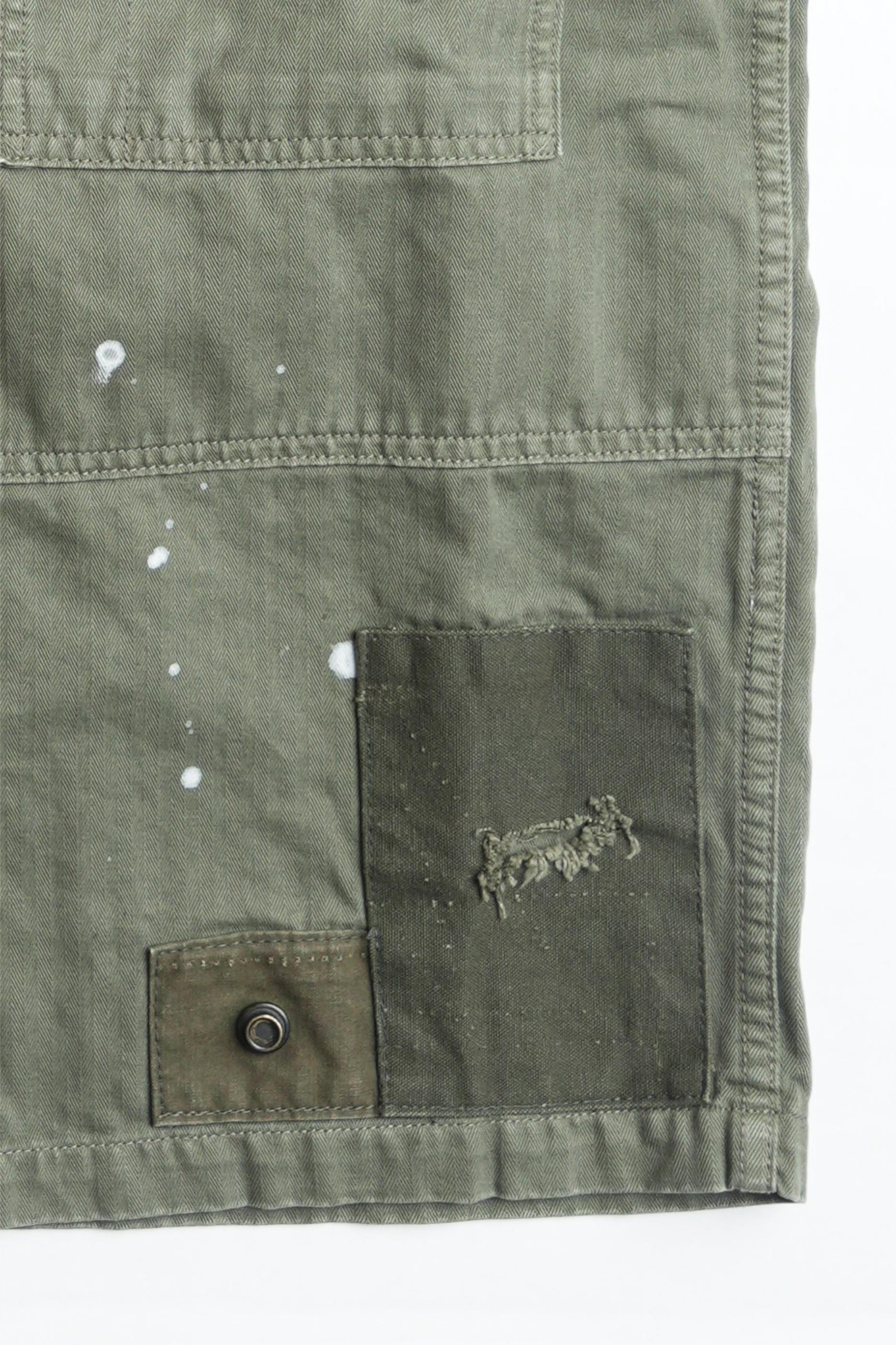 COTTON HBT P-44 USMC JACKET WITH PATCHWORK - GREEN