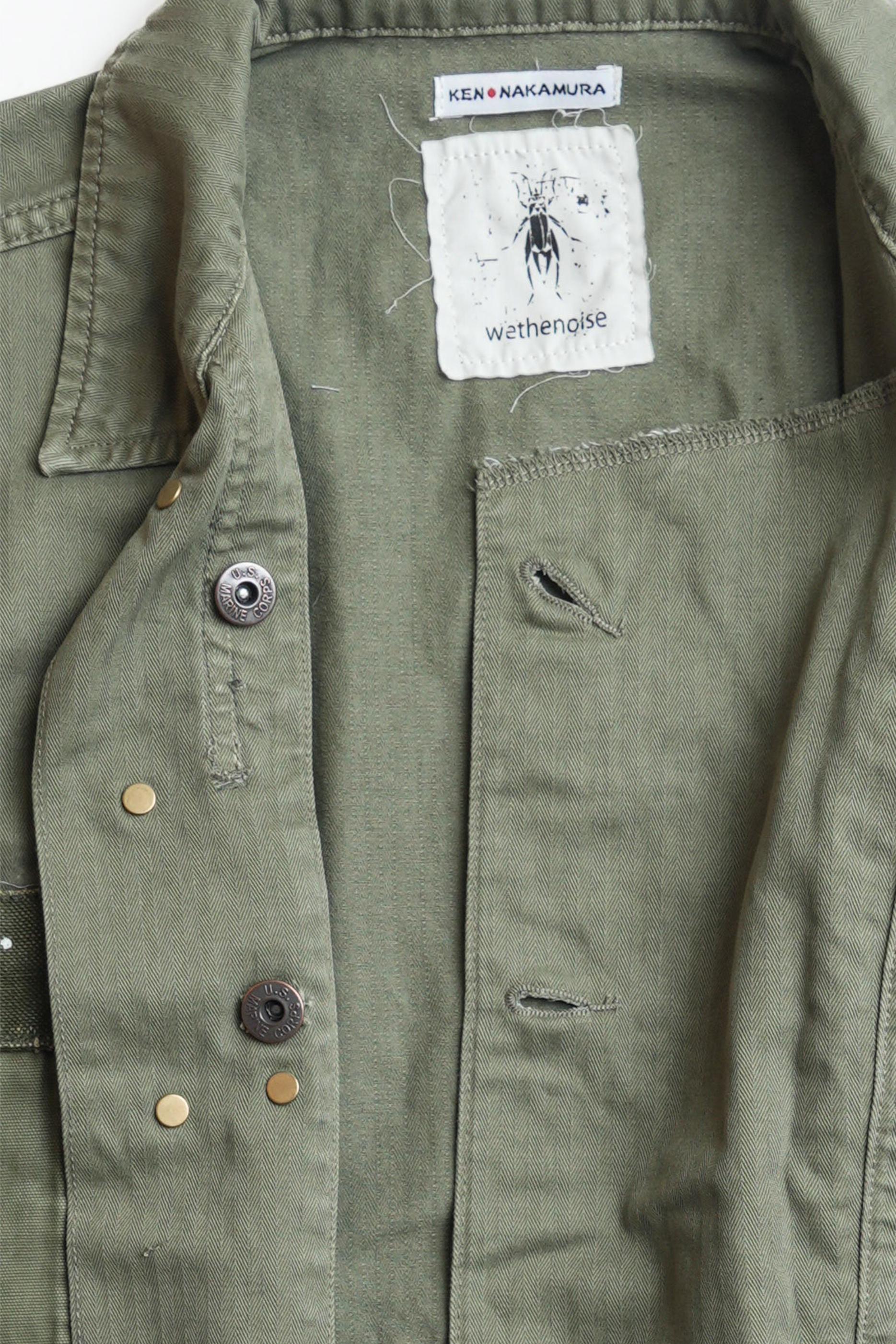 COTTON HBT P-44 USMC JACKET WITH PATCHWORK - GREEN