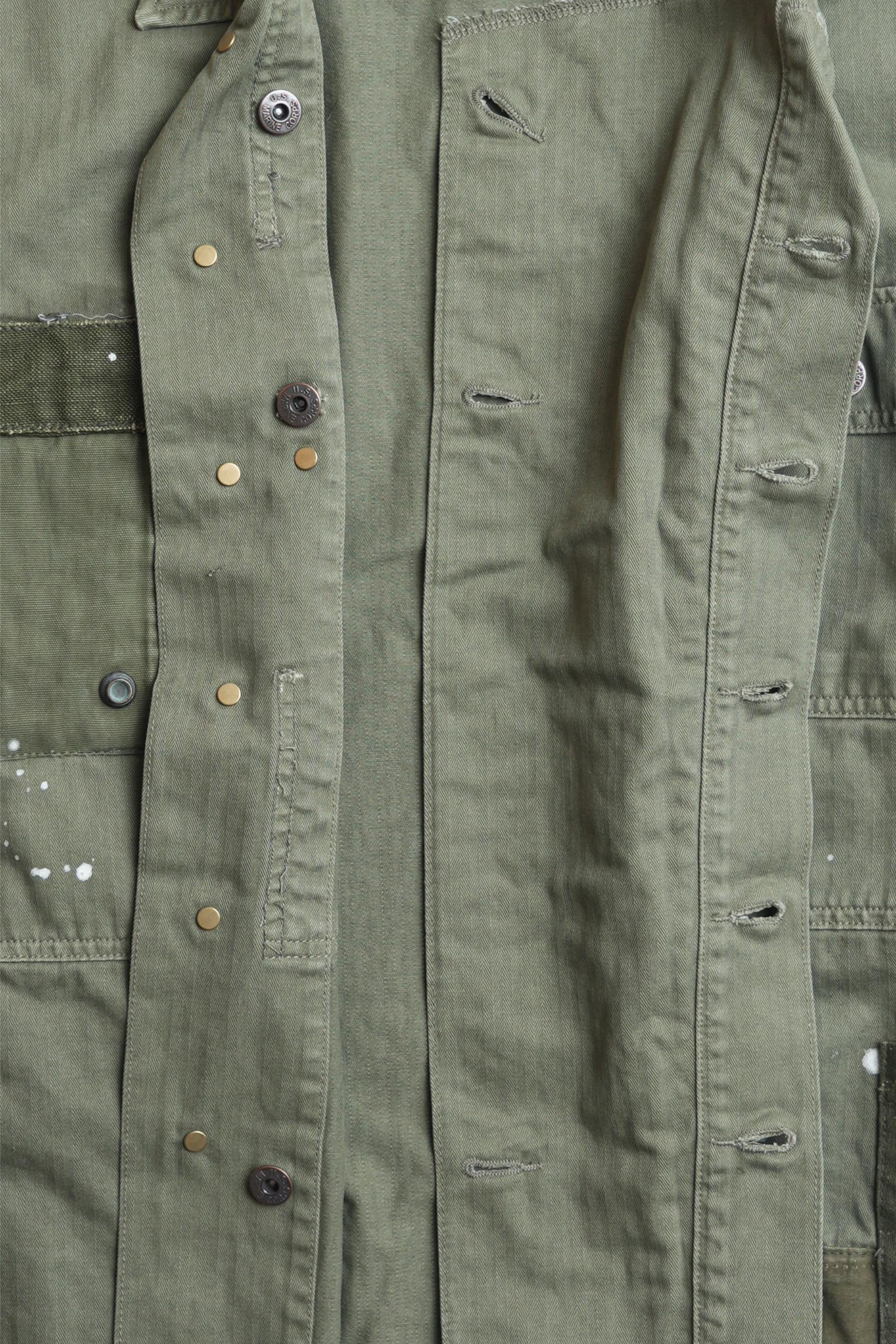 COTTON HBT P-44 USMC JACKET WITH PATCHWORK - GREEN
