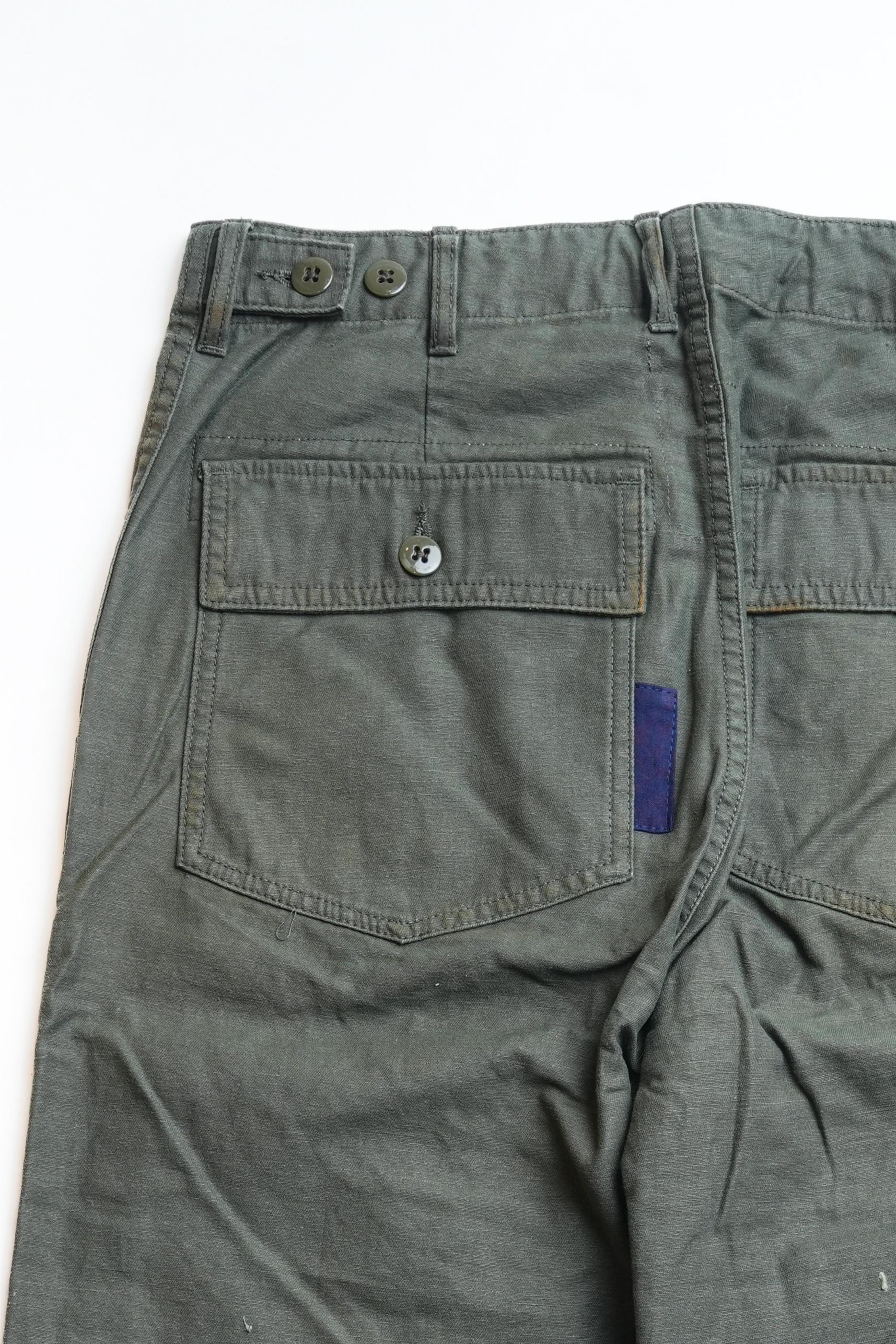 COTTON BACK SATIN OG PATCHWORK BAKERS PANTS - GREEN