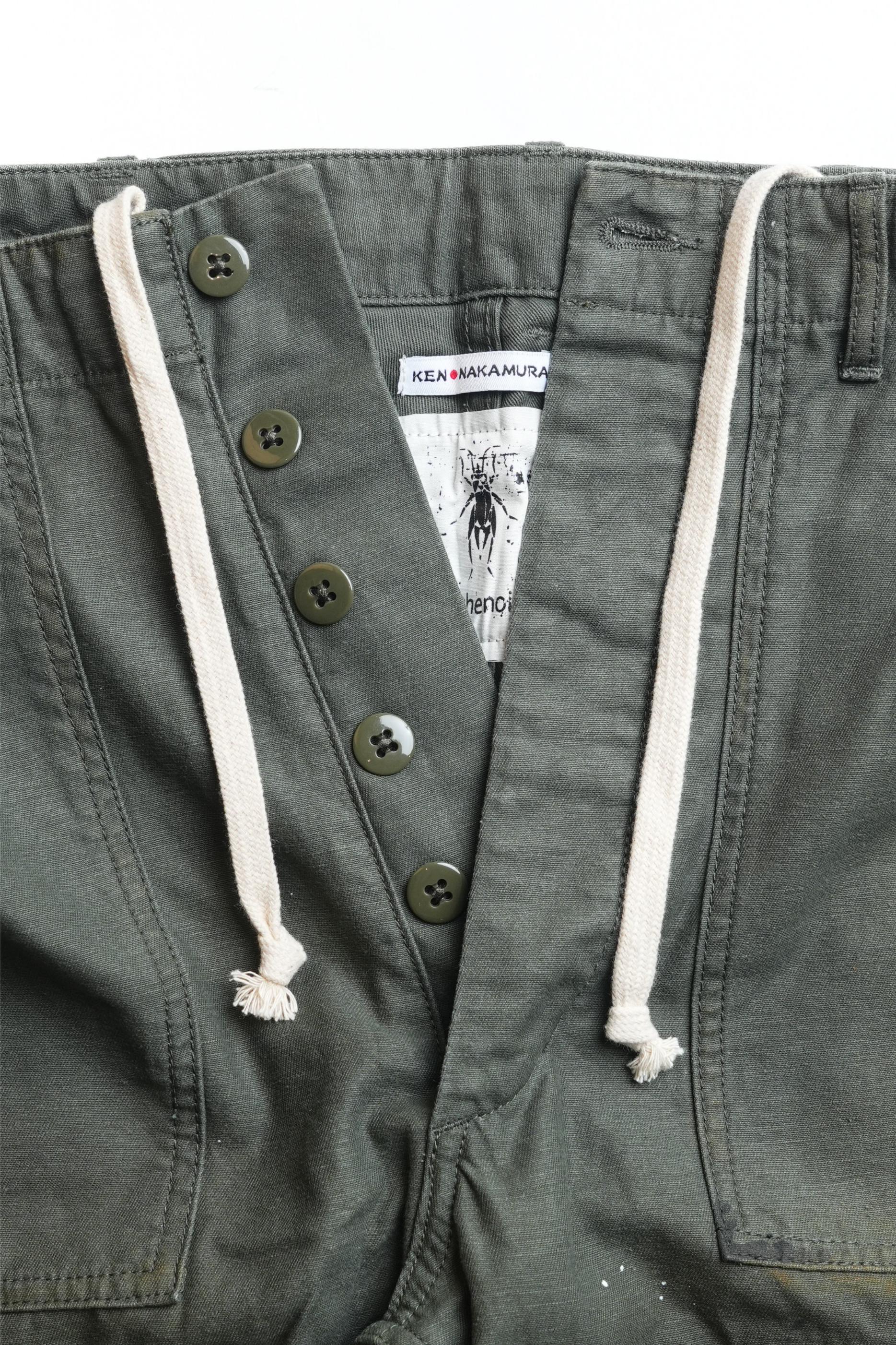 COTTON BACK SATIN OG PATCHWORK BAKERS PANTS - GREEN