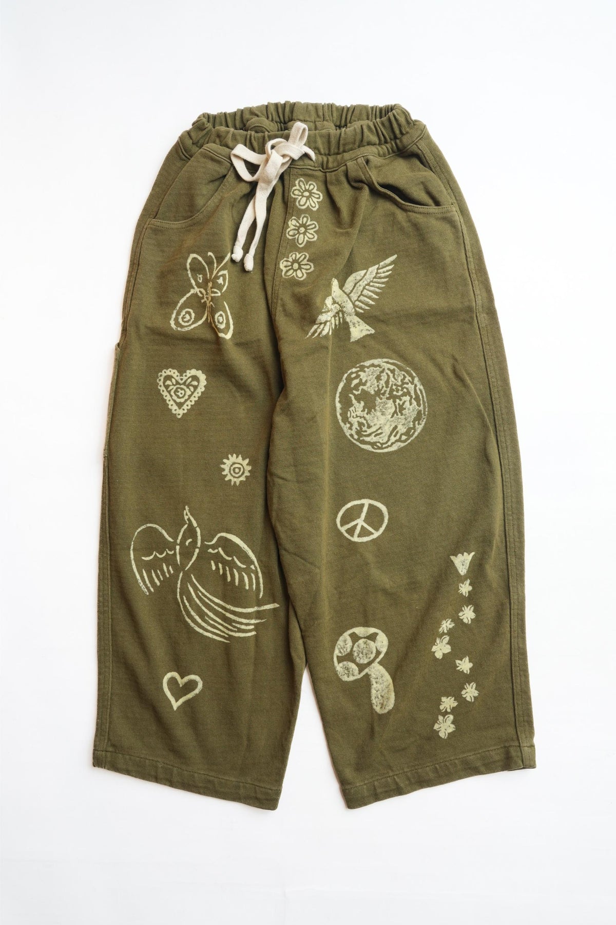 DOODLE BALLOON PANT - MUSTARD GREEN