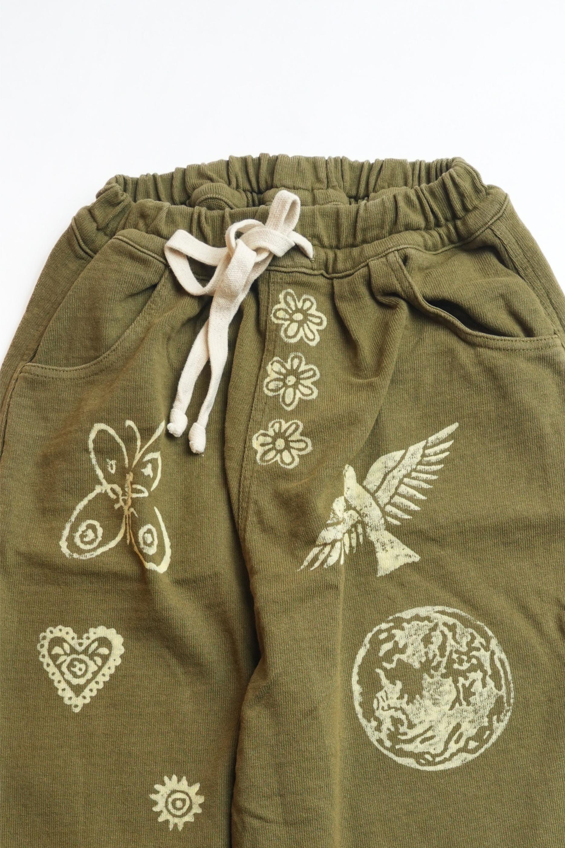DOODLE BALLOON PANT - MUSTARD GREEN