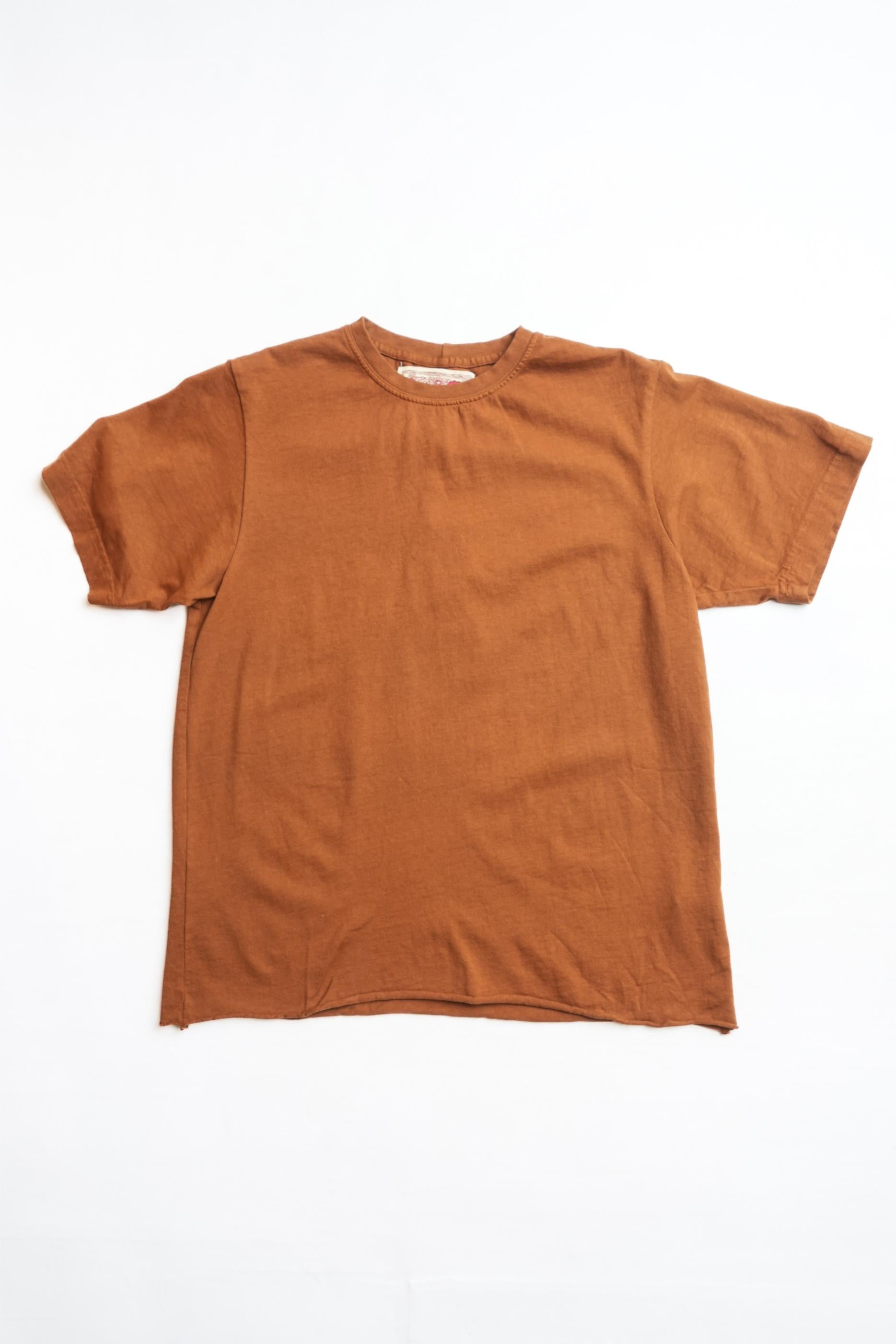 ON THE FARM RAW HEM TEE - SUEDE BROWN