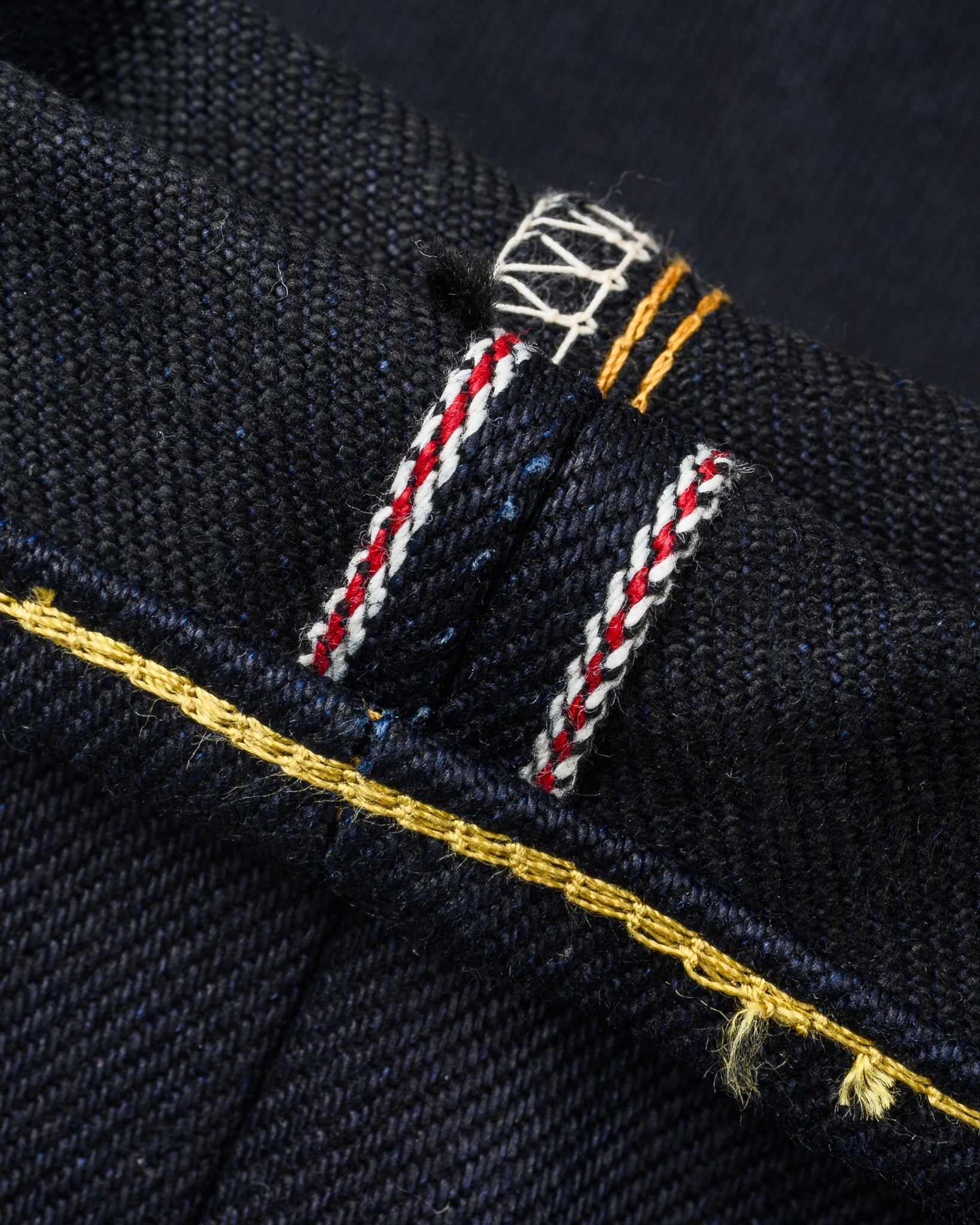 IH-666-XHSib 25OZ SELVEDGE DENIM SLIM STRAIGHT CUT JEANS - INDIGO/BLACK