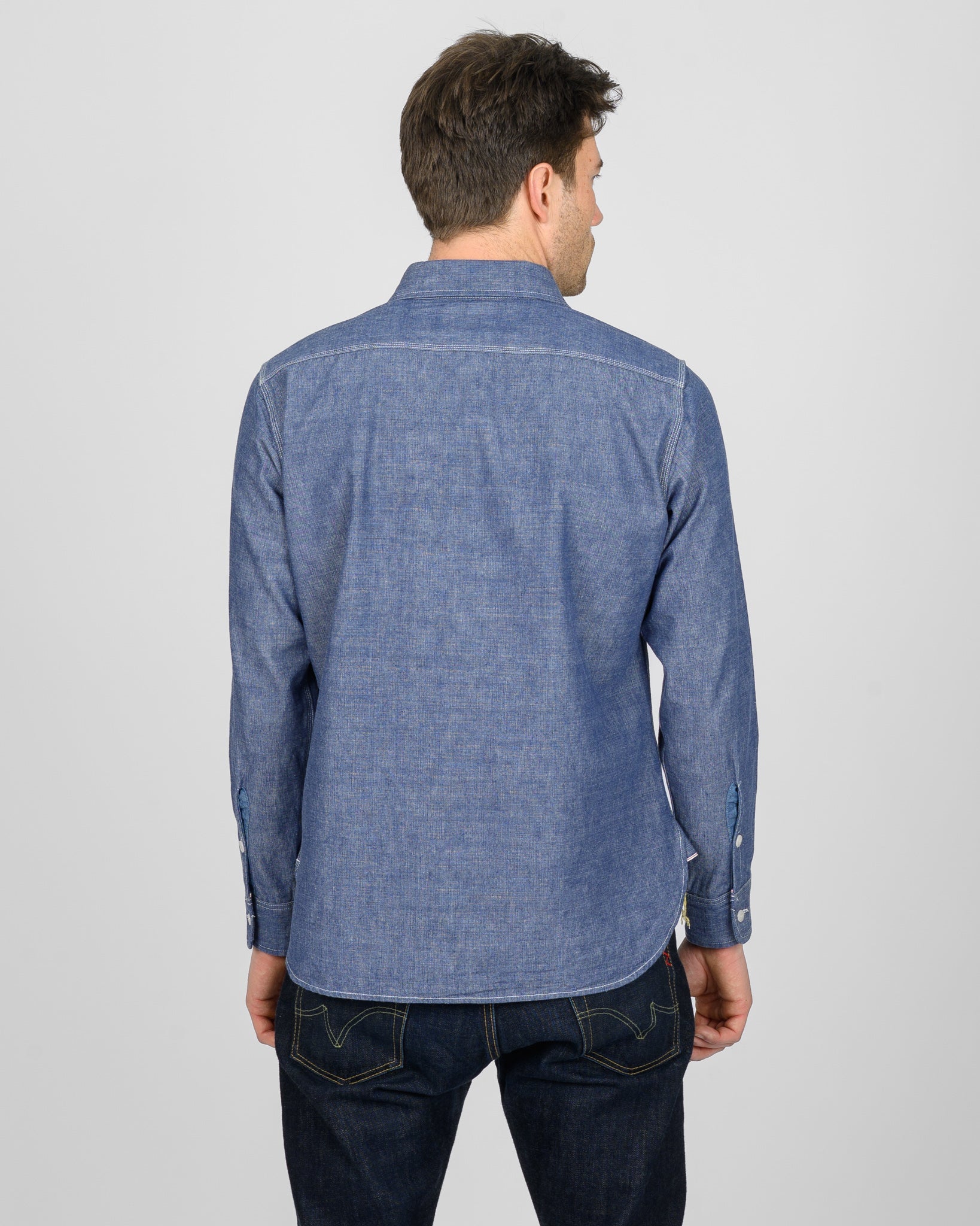 IHSH-21-IND 10OZ SELVEDGE CHAMBRAY WORK SHIRT - BLUE