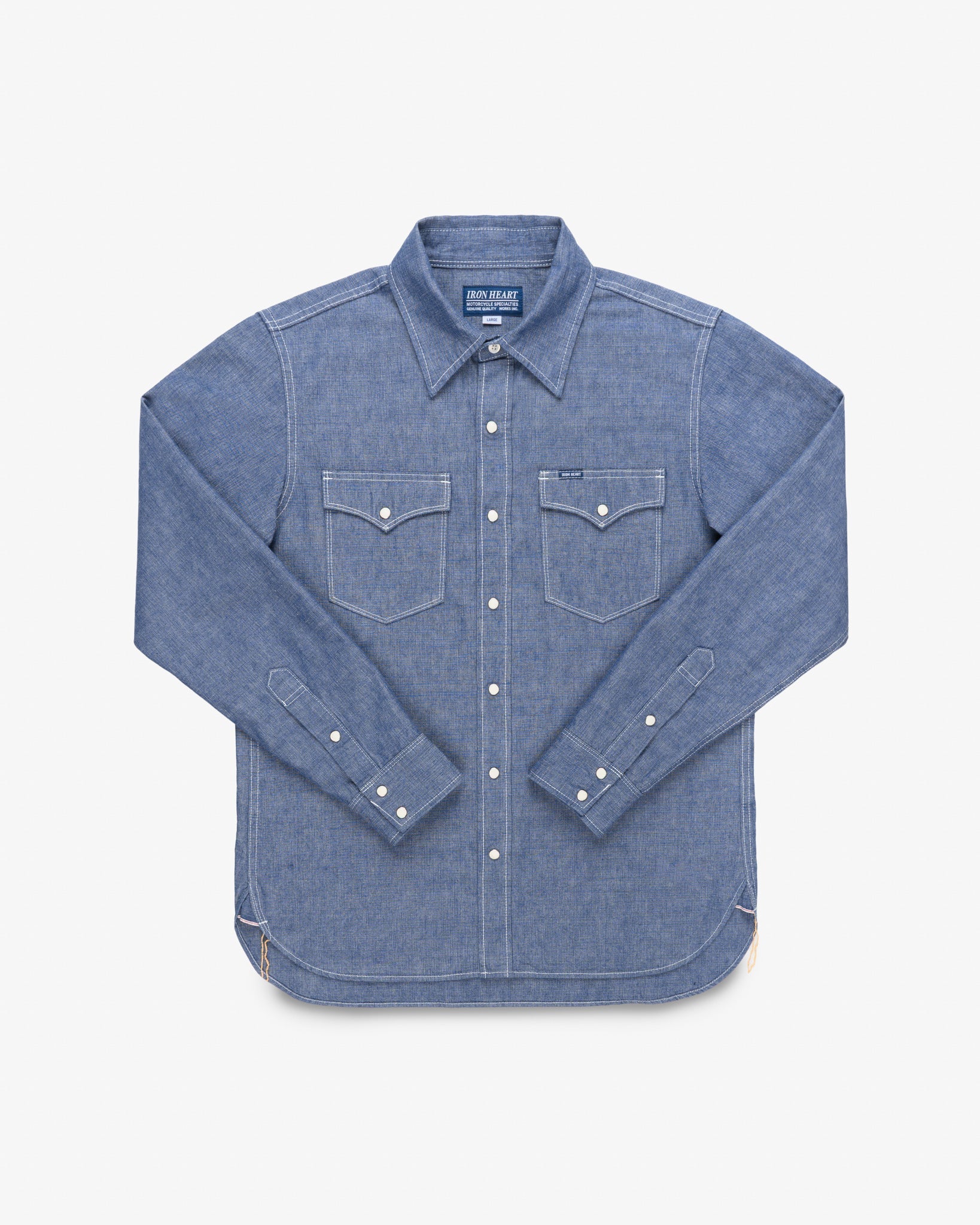 IHSH-13-BLU 10oz Selvedge Chambray Single Yoke Western Shirt - BLUE