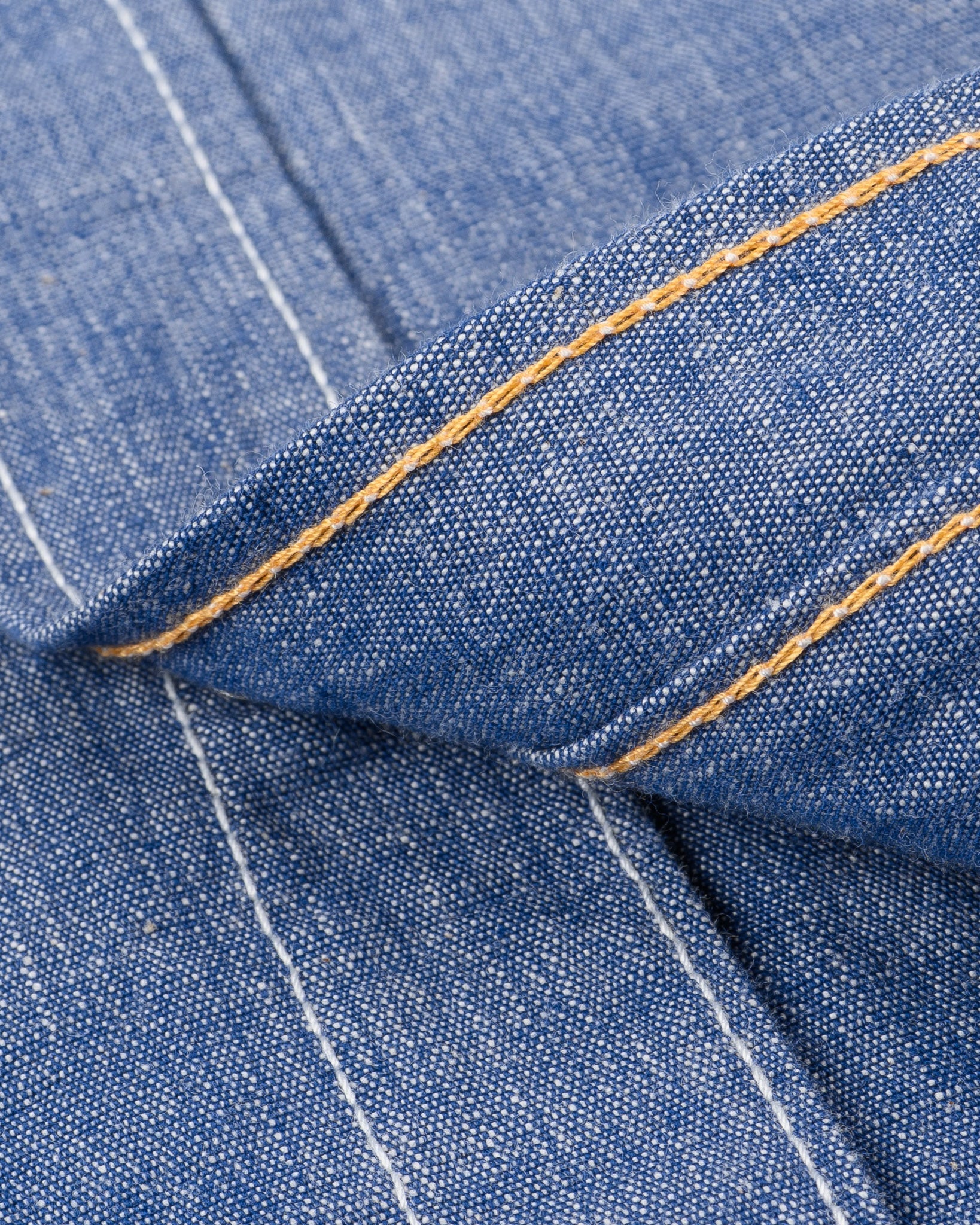 IHSH-13-BLU 10oz Selvedge Chambray Single Yoke Western Shirt - BLUE