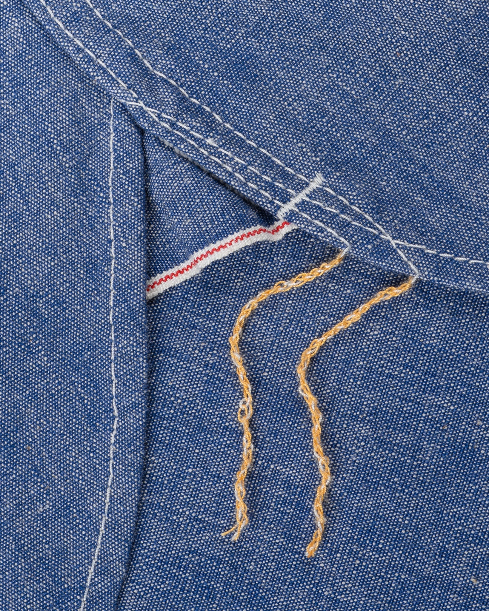 IHSH-13-BLU 10oz Selvedge Chambray Single Yoke Western Shirt - BLUE