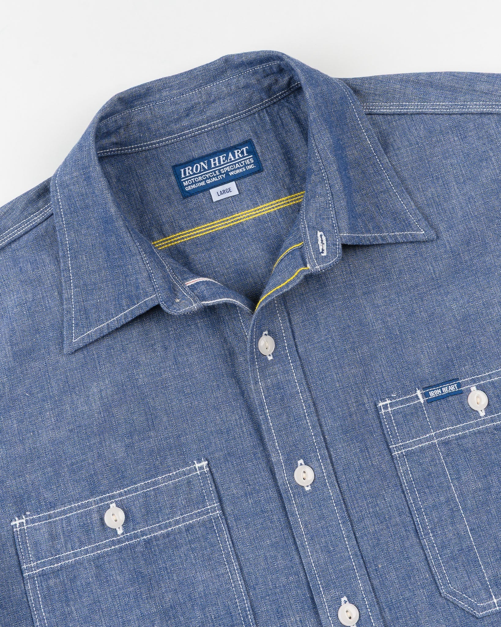 IHSH-21-IND 10OZ SELVEDGE CHAMBRAY WORK SHIRT - BLUE